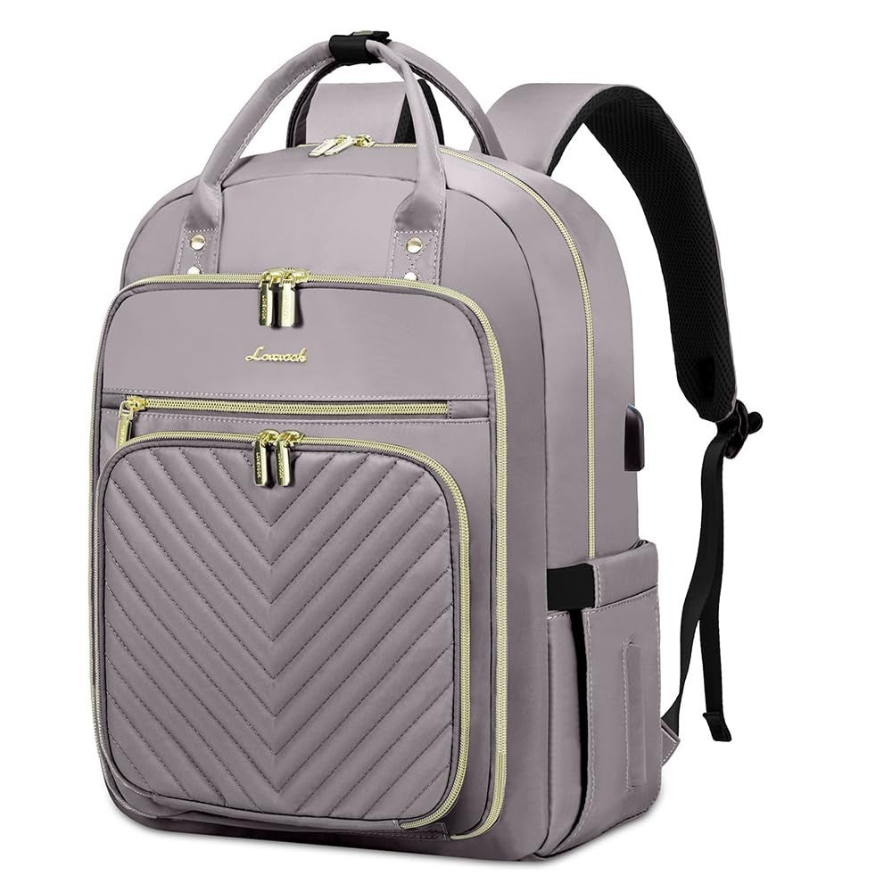 Stylish Water Resistant Laptop Backpack for Women   Travel Work Bag with USB Por1