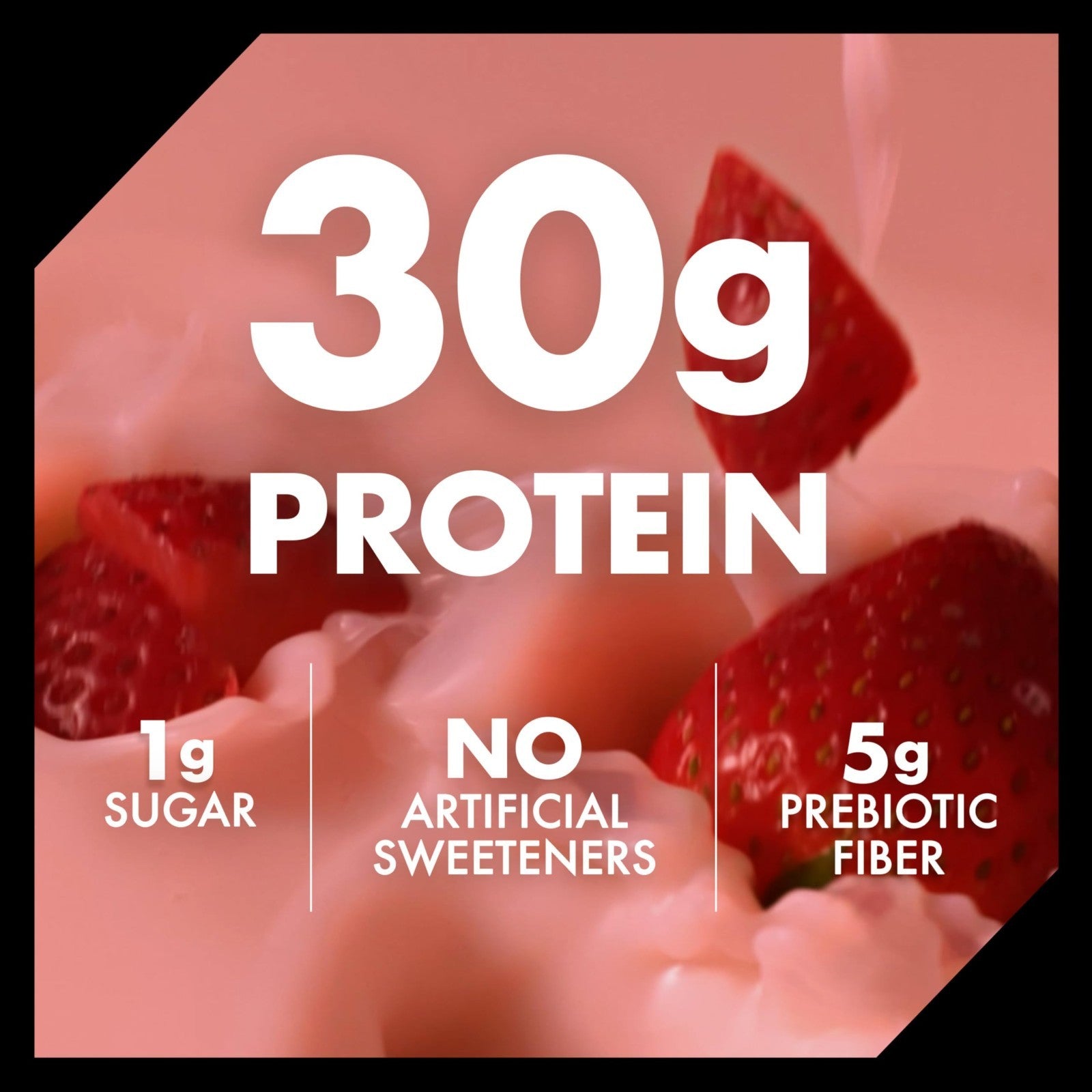 High Protein Strawberry Shake, Ready to Drink, 30g Protein, 5g Prebiotic Fiber,4