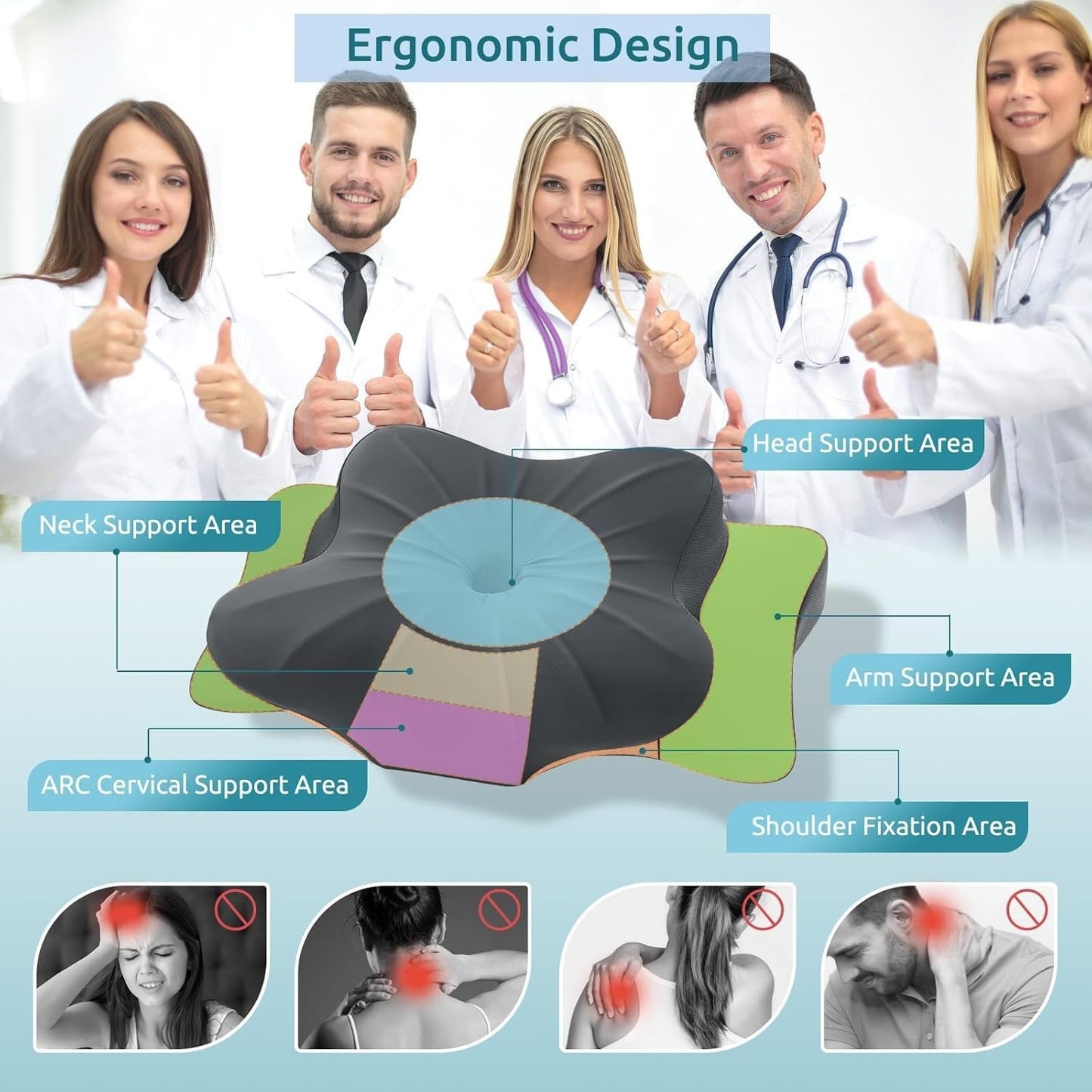 Cervical Pillow for Neck & Shoulder Pain Relief   Cooling Contour Memory Foam, D1