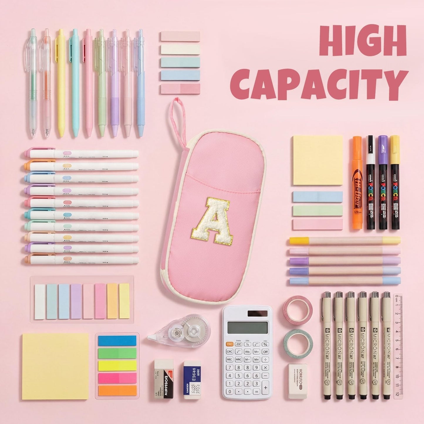 Kawaii Big Capacity Pencil Case, Personalized Zipper Pouch, Cute Stationery Orga2