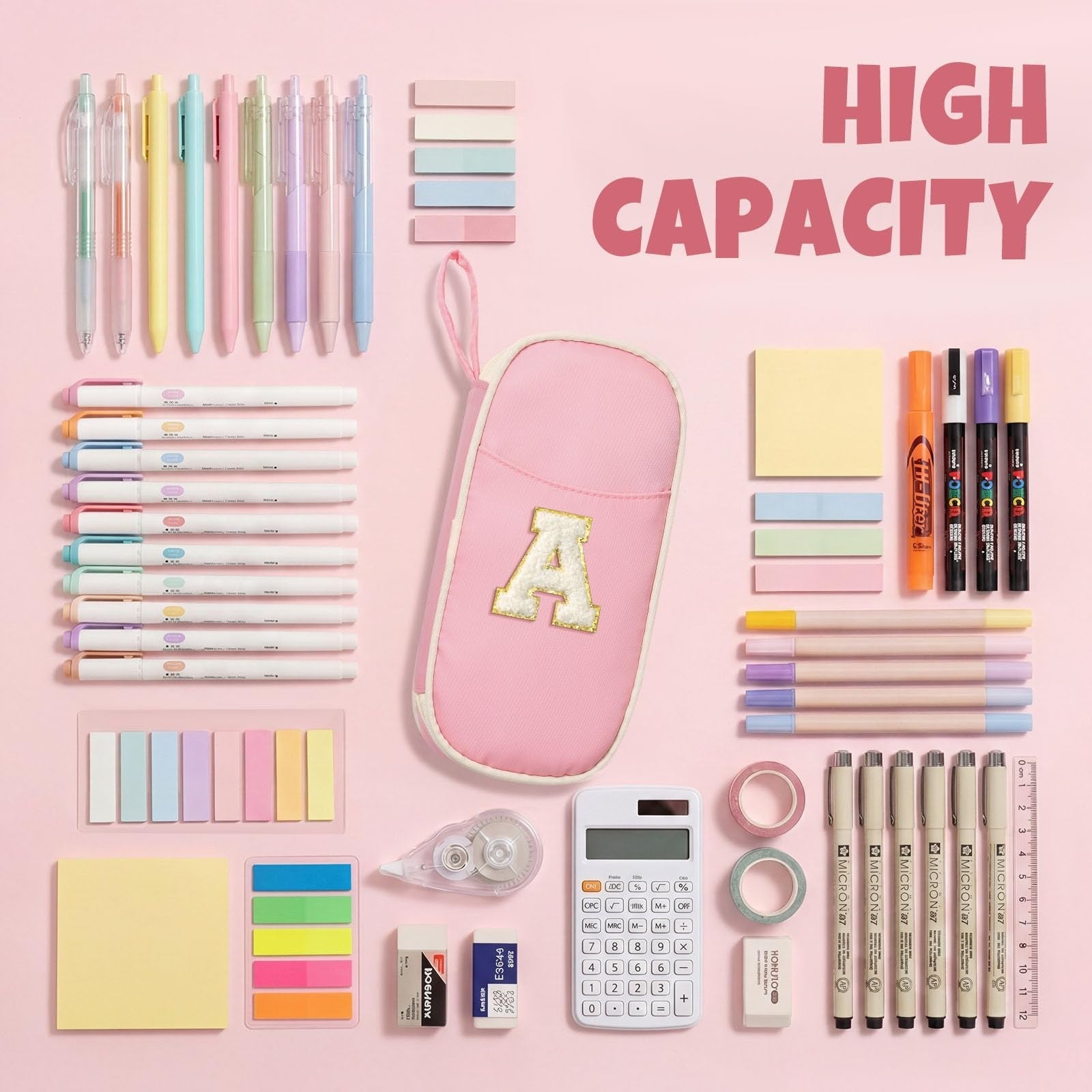 Kawaii Big Capacity Pencil Case, Personalized Zipper Pouch, Cute Stationery Orga2