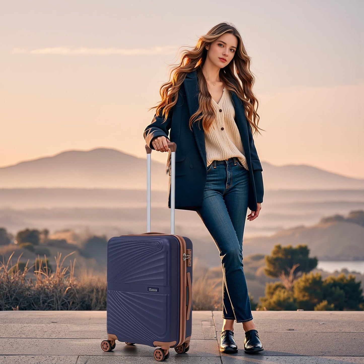 3-Piece Carry-On Luggage Set - Lightweight ABS Hardshell, 360° Spinner Wheels, T2