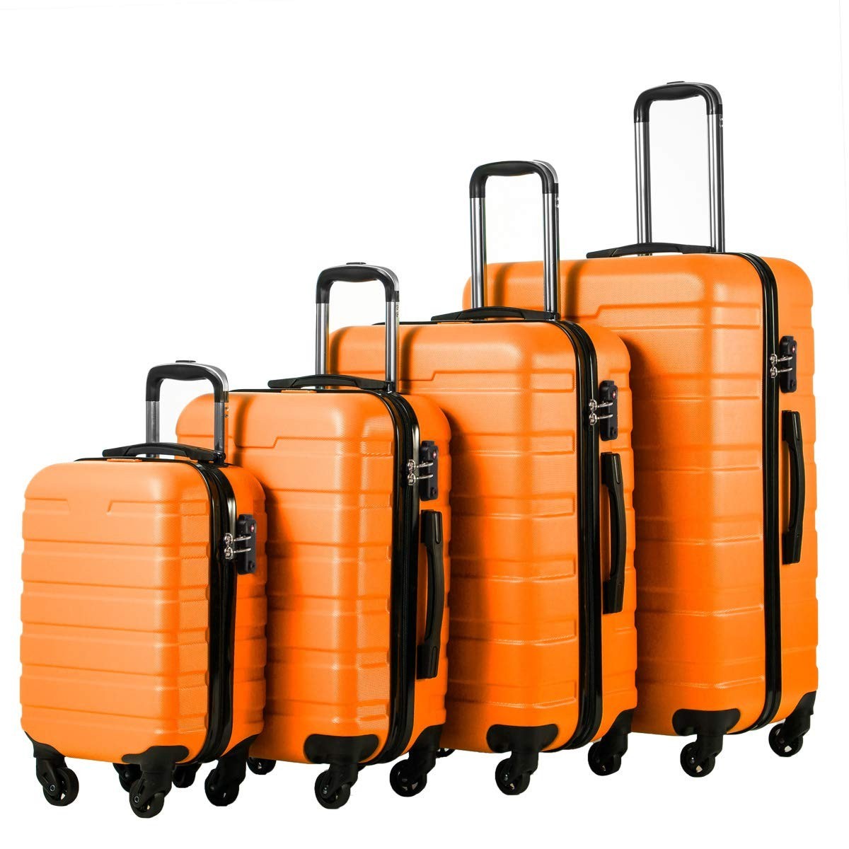 Lightweight Durable Hardshell Luggage Set, 4-Piece Orange Suitcase with 360° Spi1