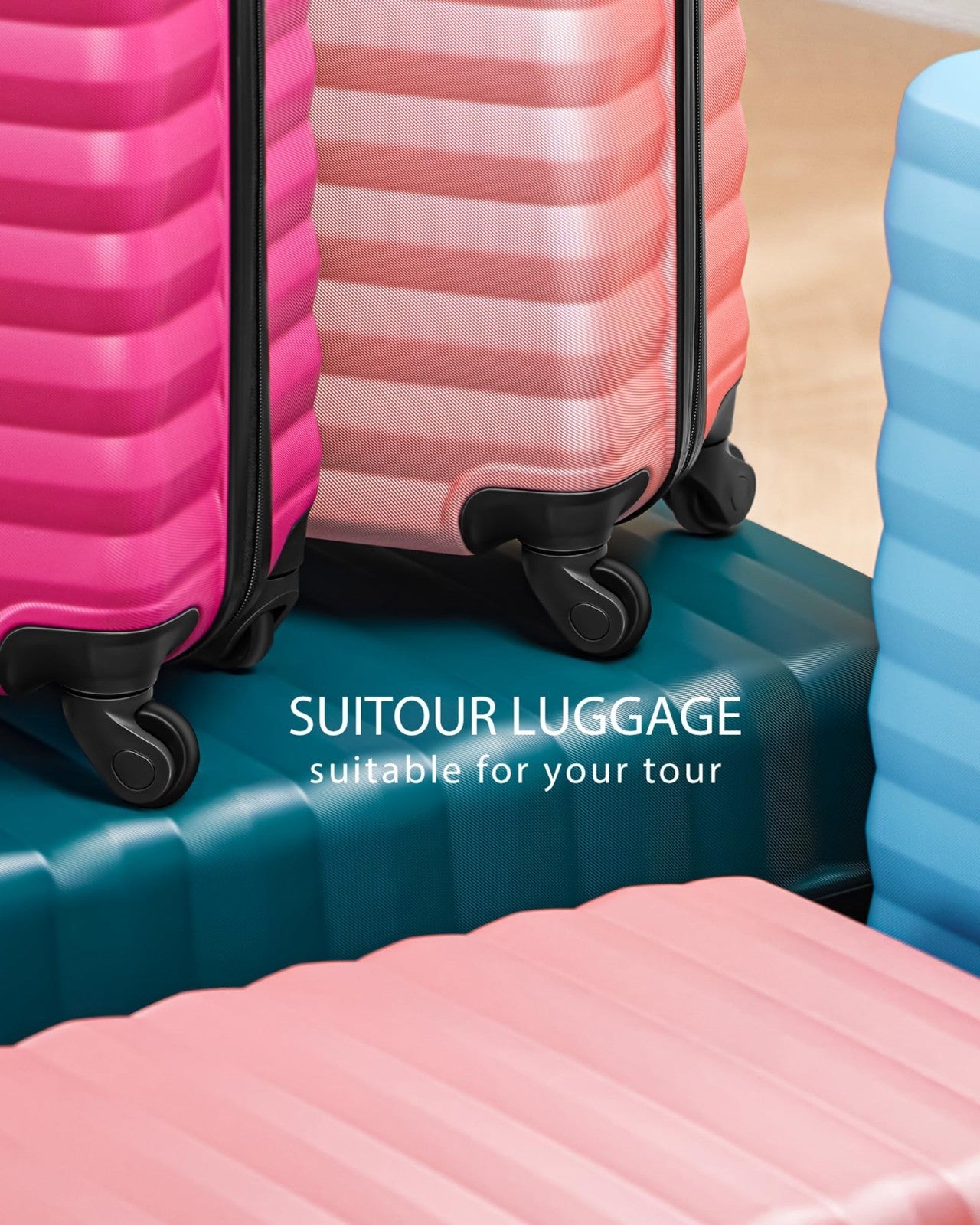 3 Piece Hardshell Luggage Set with Spinner Wheels & 6 Packing Bags - 20/24/288