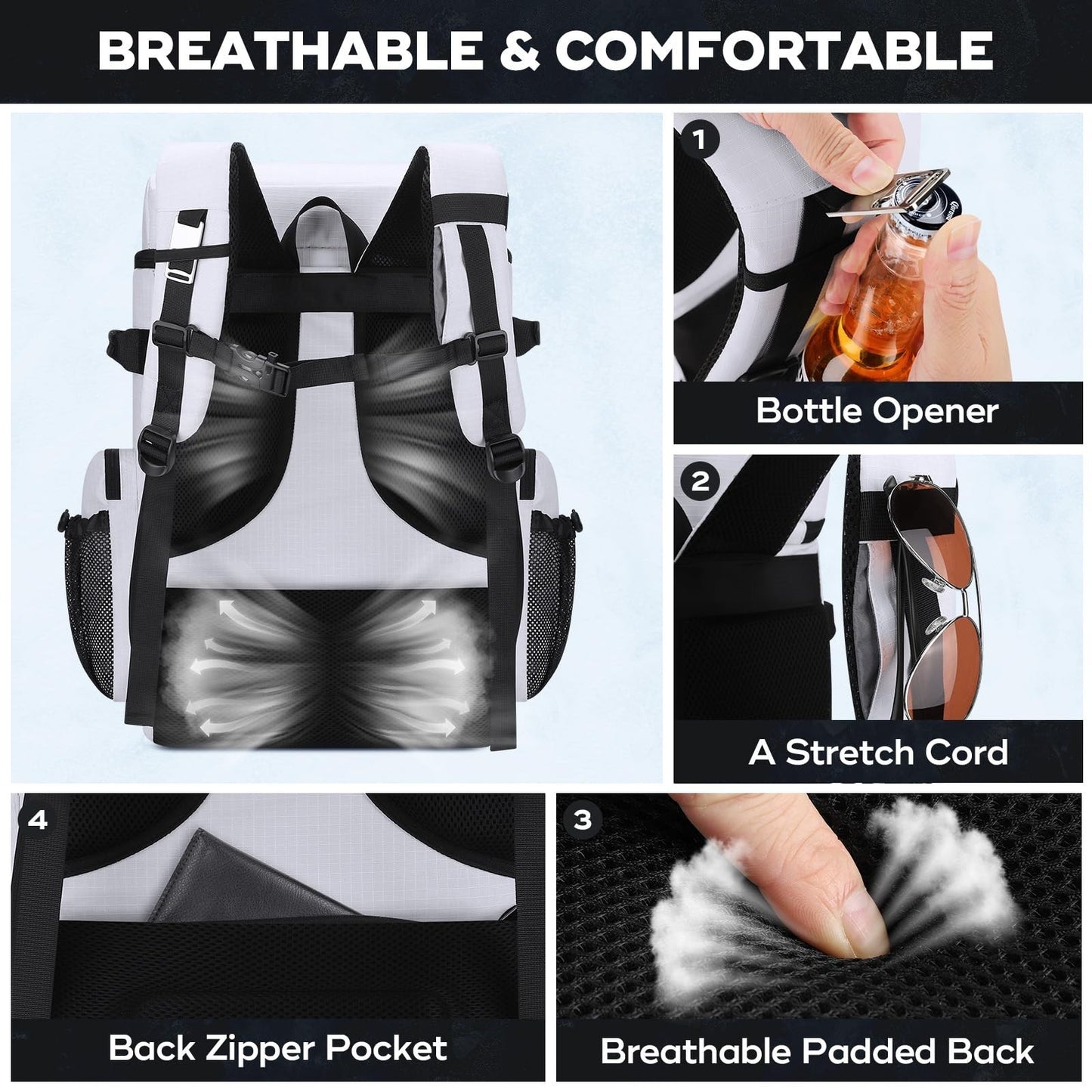 Insulated Backpack Cooler - 35/50 Can, Leakproof Soft Bag, Keeps Food Cold 16H,5