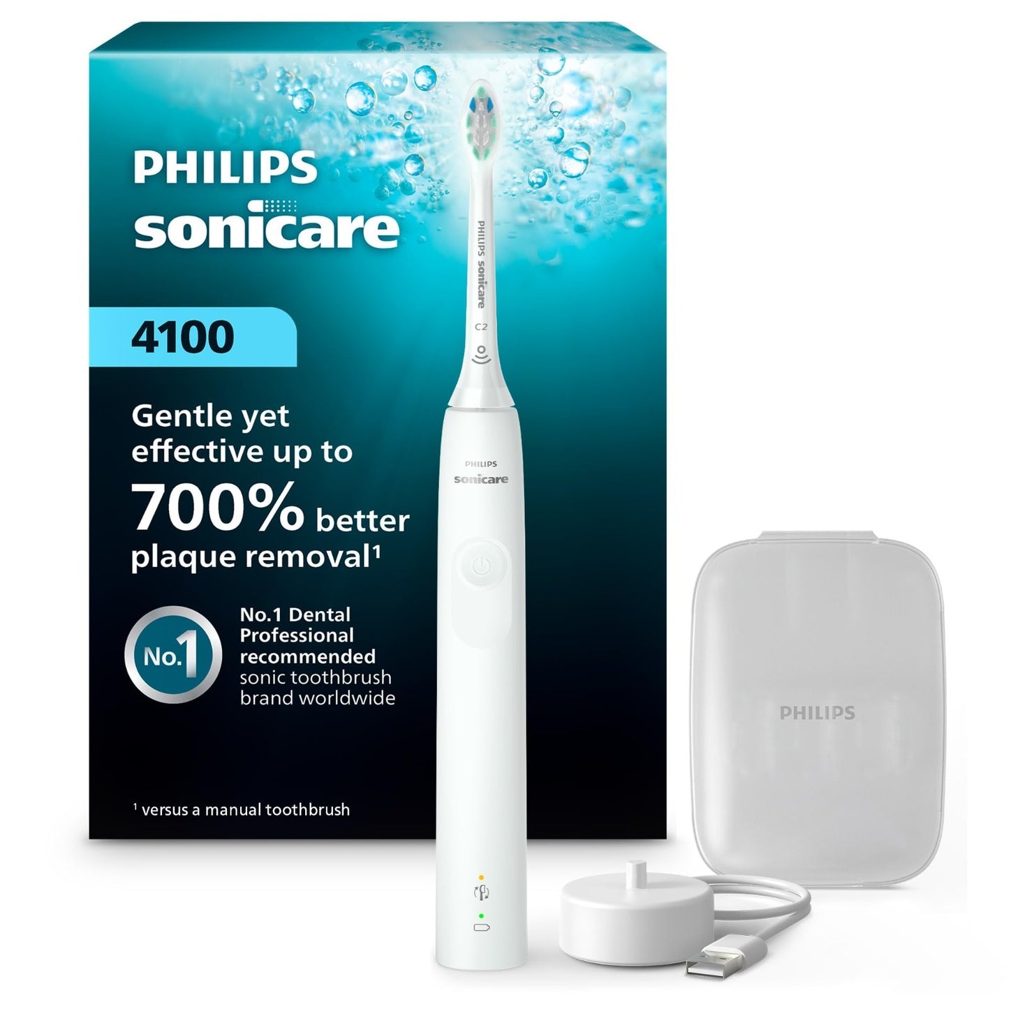 Rechargeable Electric Toothbrush, 700% Plaque Removal, Pressure Sensor, 2 Settin1