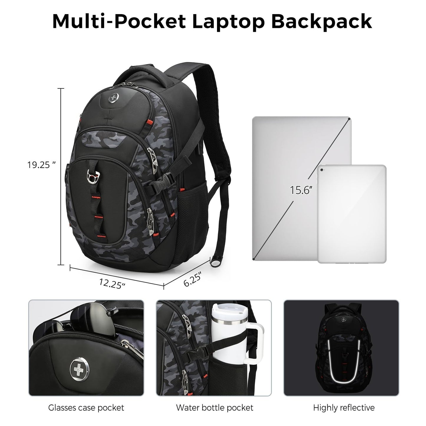 Stylish Laptop Backpack with USB Charging Port, Fits 15.6" Computer, 31L Travel4