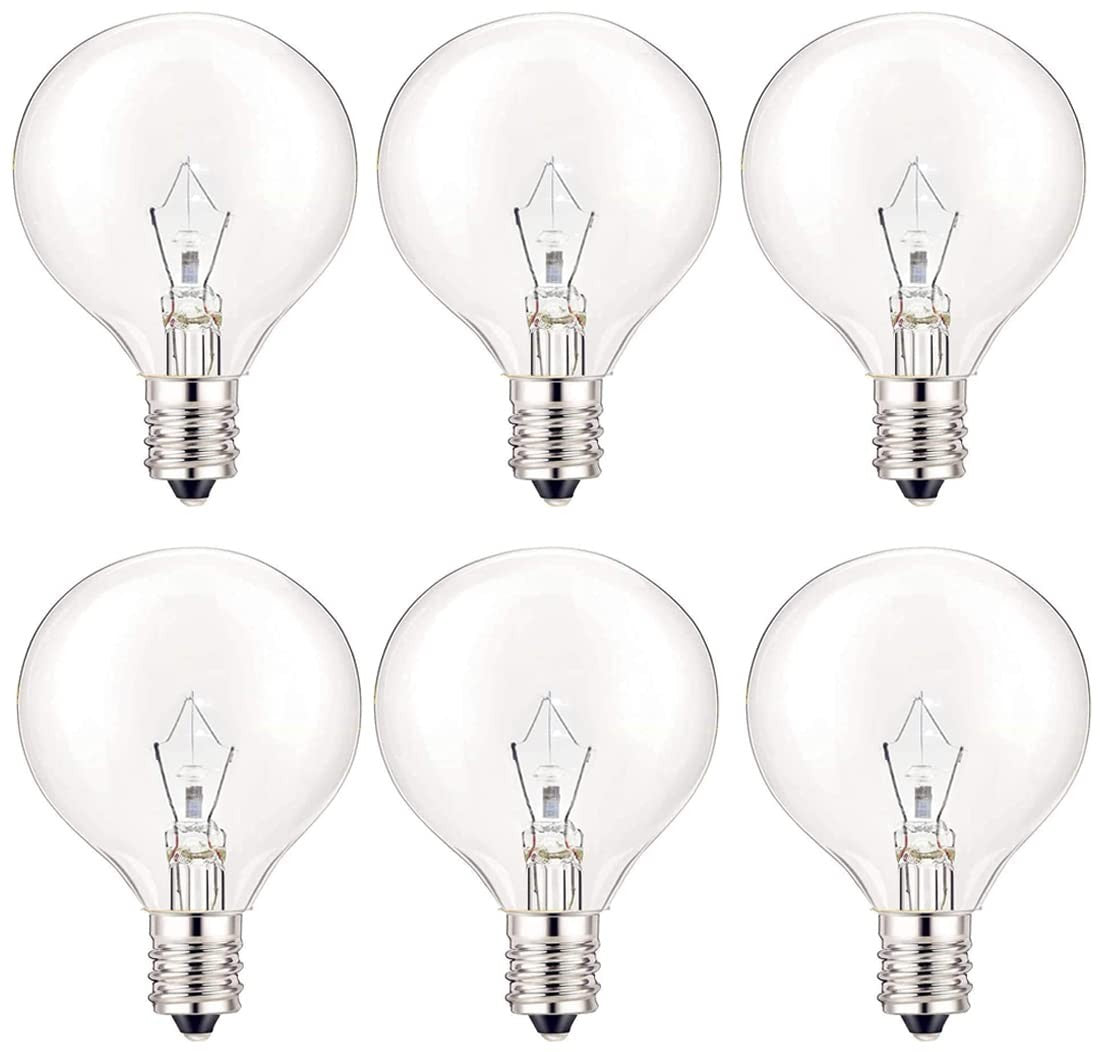 40W Wax Warmer Bulbs, E12 Candelabra Base, Dimmable Warm White Light   6pcs1
