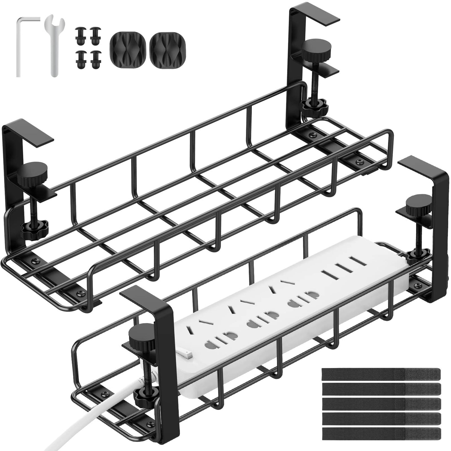Under Desk Cable Management Tray   No Drill Heavy Duty Steel Wire Organizer, 31.1