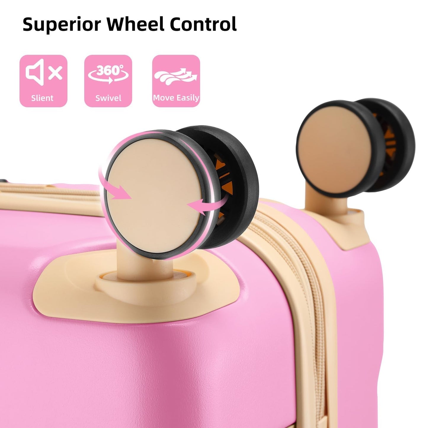 3-Piece Expandable Carry-On Luggage Set, Airline Approved, 360° Spinner Wheels,5