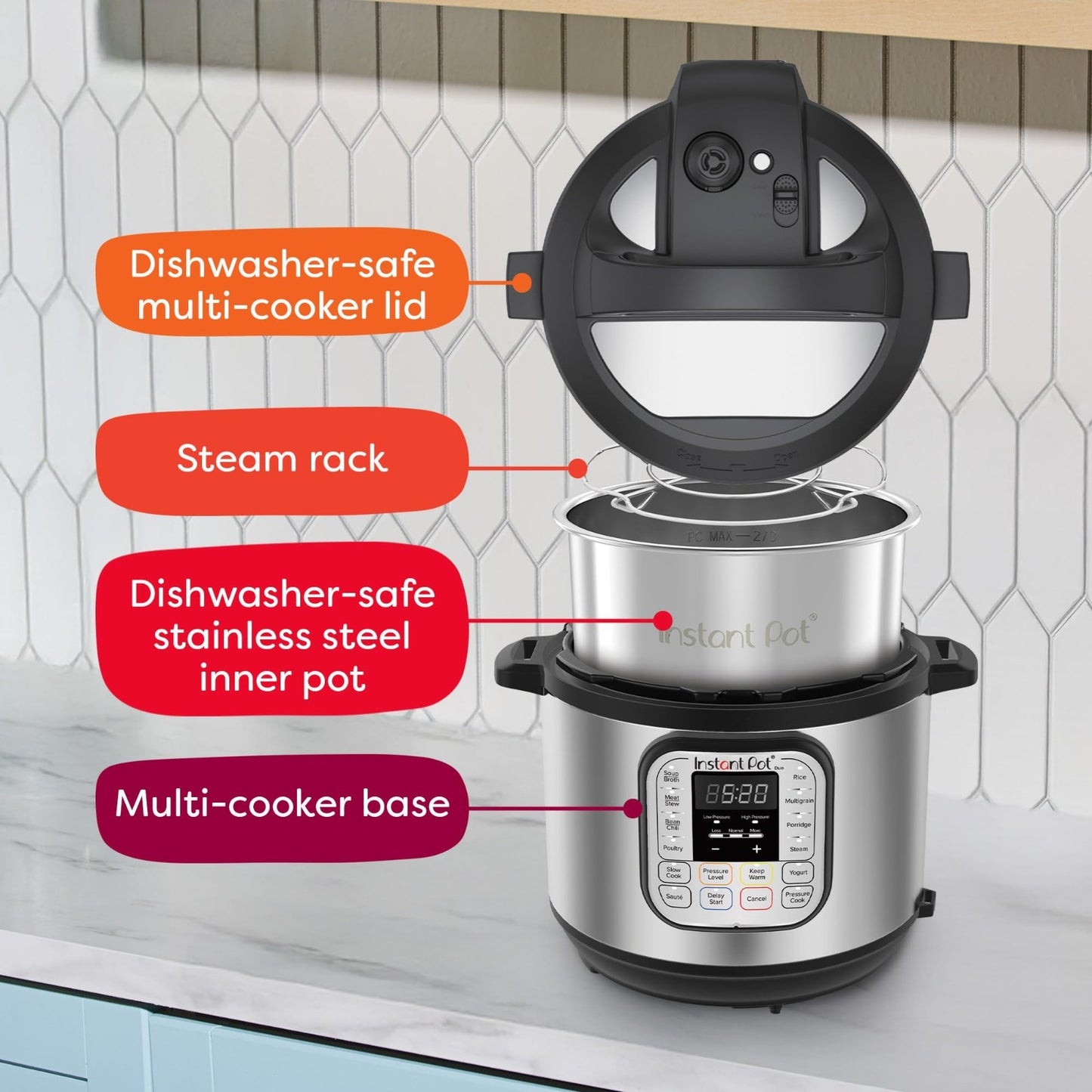 7-in-1 Electric Pressure Cooker, Slow Cooker, Rice Steamer, Sauté, Yogurt Maker,5