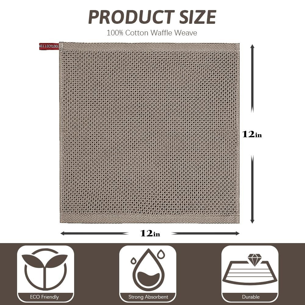 12 Pack Cotton Dish Cloths - Soft, Absorbent Kitchen Towels for Cleaning 12x122