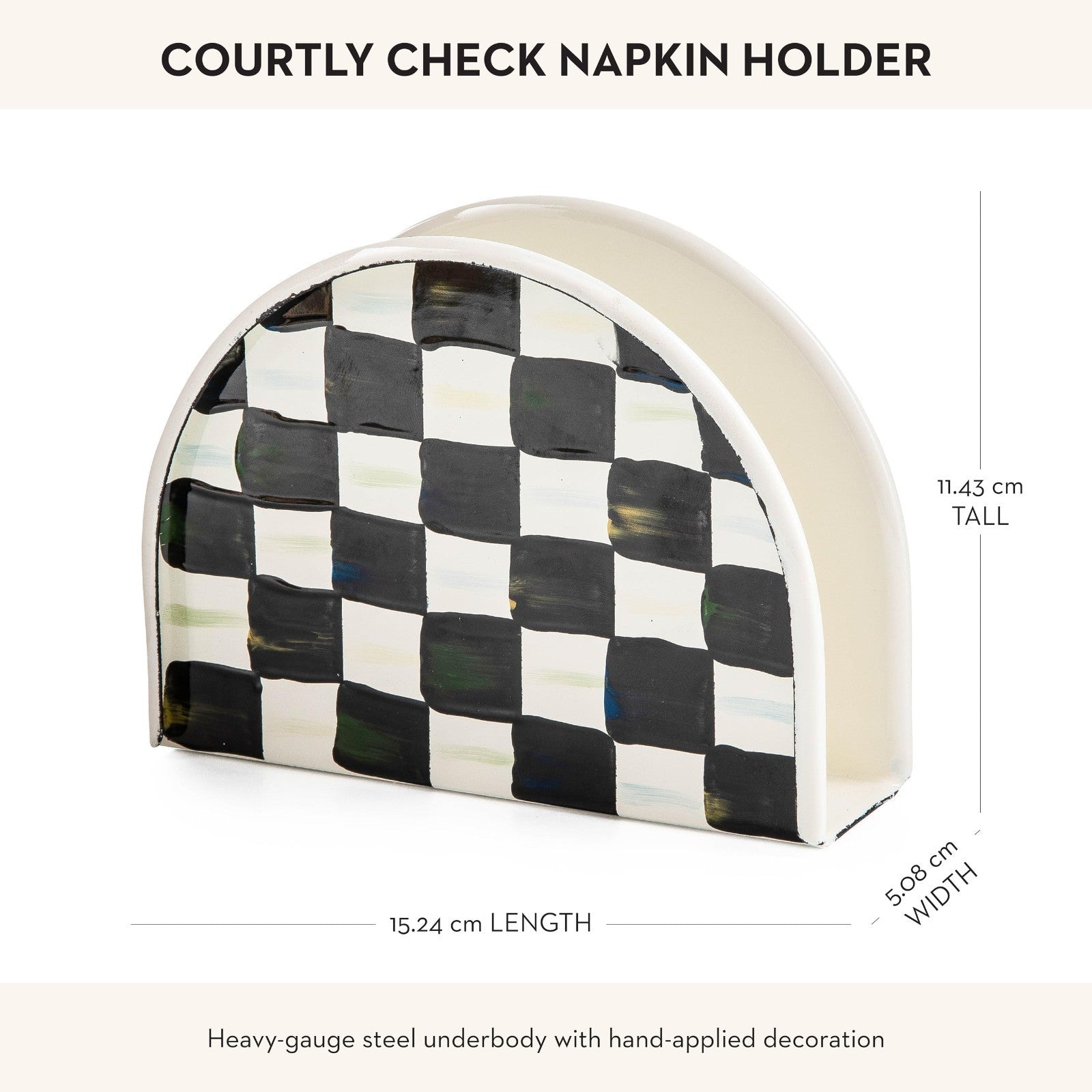 Checkered Enamel Napkin Holder for Kitchen, Black & White Table Decor, Counterto2