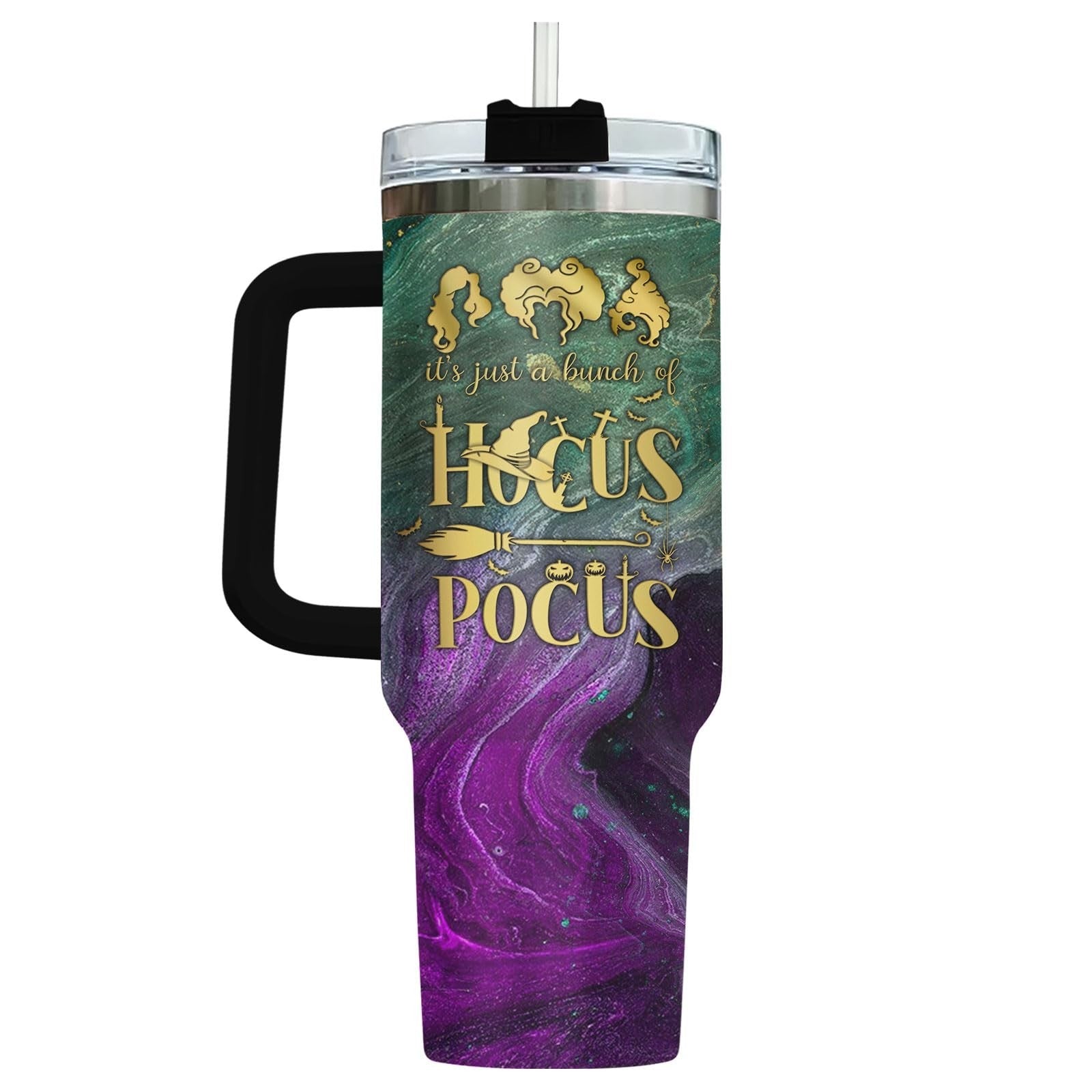 40oz Insulated Tumbler with Handle & Straw   Engraved Stainless Steel Coffee Cup3