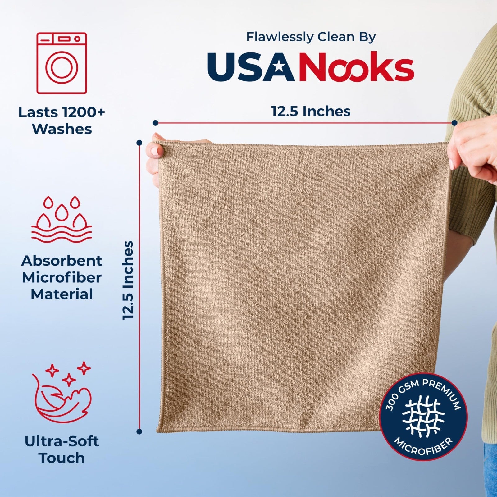 Ultra Absorbent Microfiber Cleaning Cloths 12Pcs 12.5"x12.5" Streak Free Car Tow2