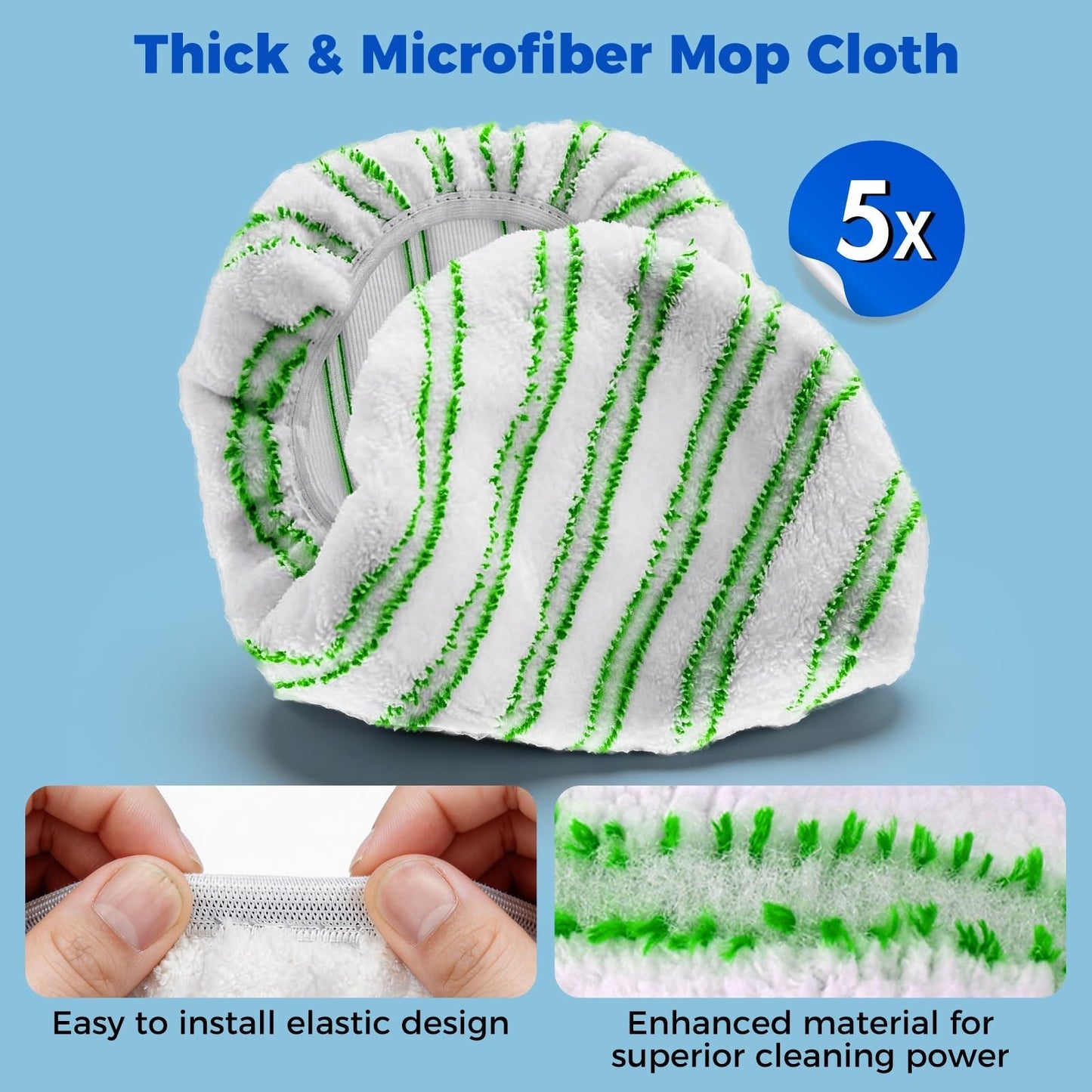 Microfiber Flat Mop 16" with 5 Washable Pads - Efficient Floor Cleaning Tool3