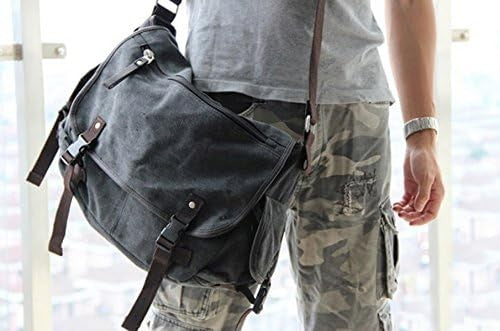 Vintage Canvas Bag Laptop Shoulder Bag Men Women Black XL 13 15.6 17 Inch2
