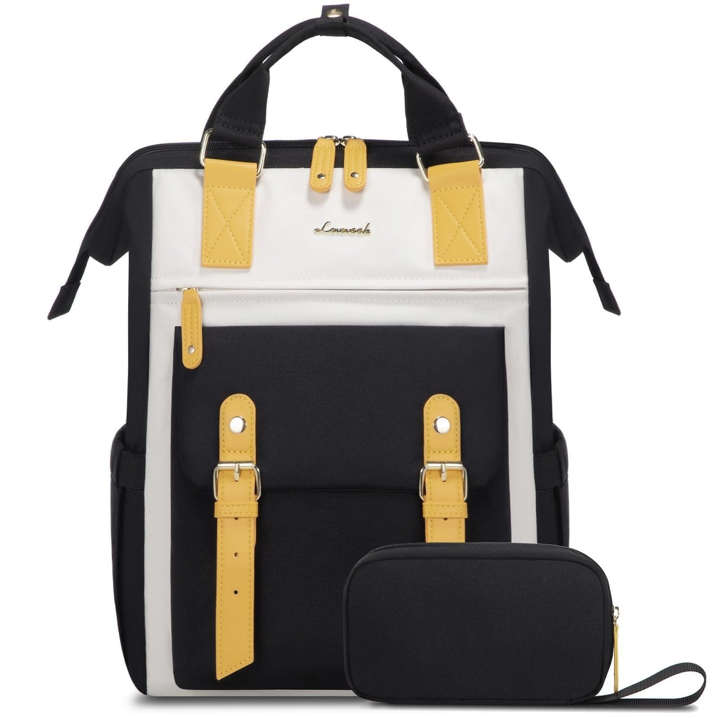 Stylish 17.3" Laptop Backpack for Women, Water Resistant Work Travel Bag, Y Beig1
