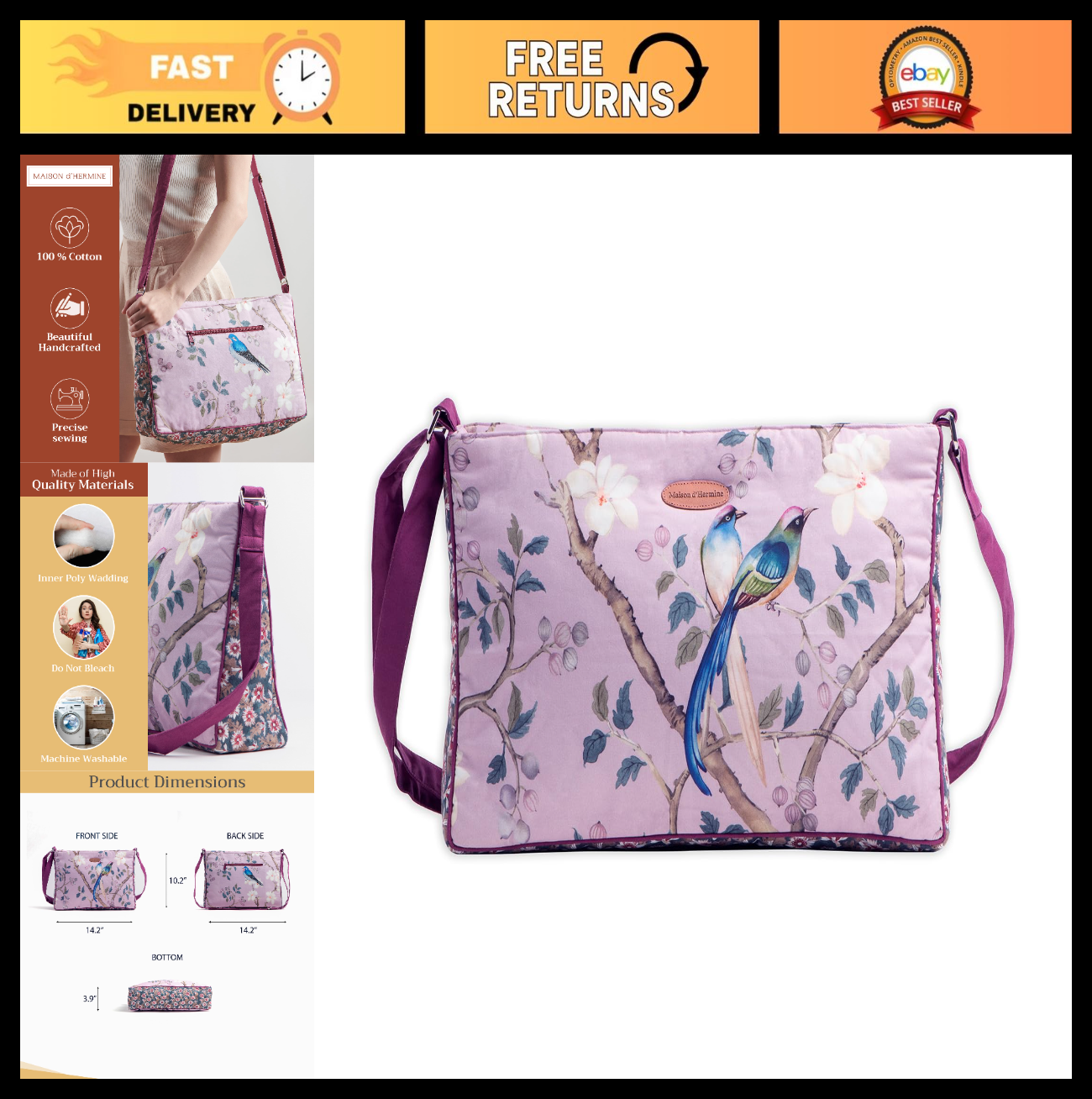 Stylish Cotton Shoulder Bag for Women - Versatile Handbag, Everyday Use, Fashion0