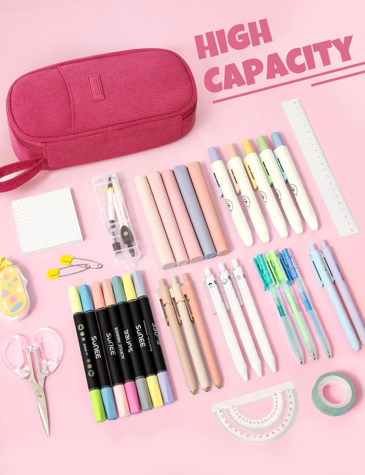 Cute Large Pencil Case, Soft Corduroy Zipper Pouch, Kawaii Pen Bag, School Suppl2