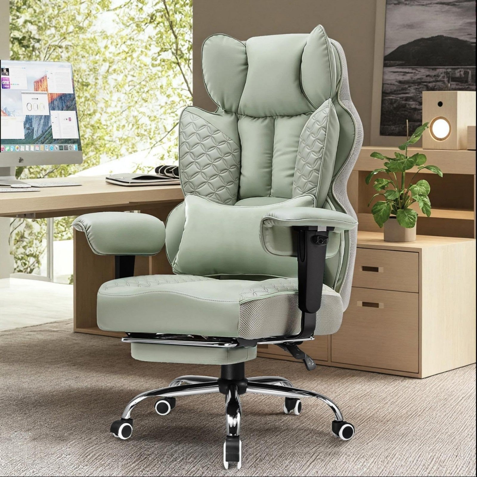 Big & Tall Gaming Chair 400lbs Heavy Duty Ergonomic Office Chair with Footrest,2