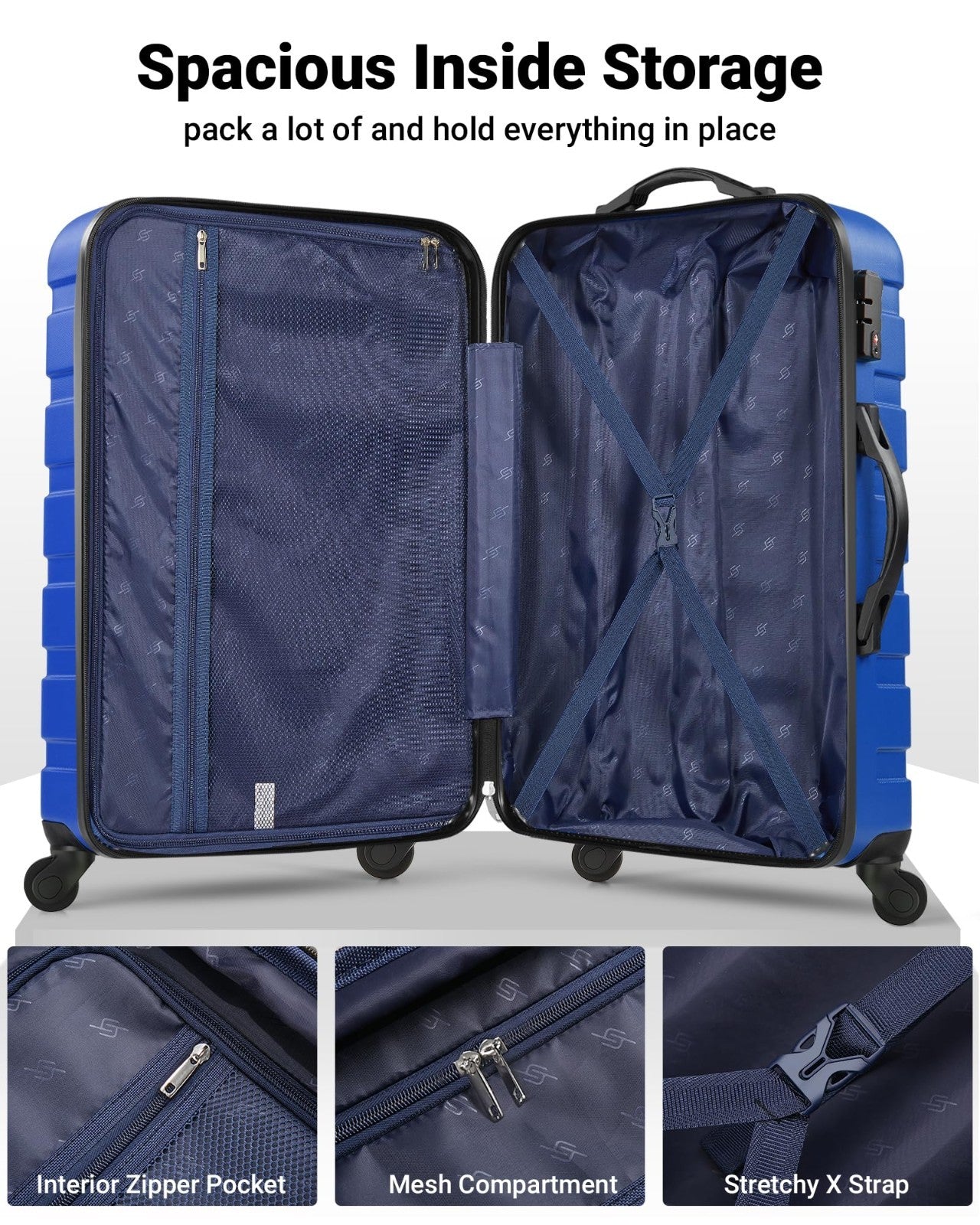 2-Piece Hard Shell Luggage Set with Spinner Wheels, TSA Lock, 20" & 28" Carry-On3