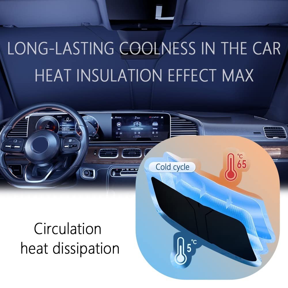 Thickened Automotive Glass Sunshade with Storage Bag - Keeps Car Cool, Fits Smal4