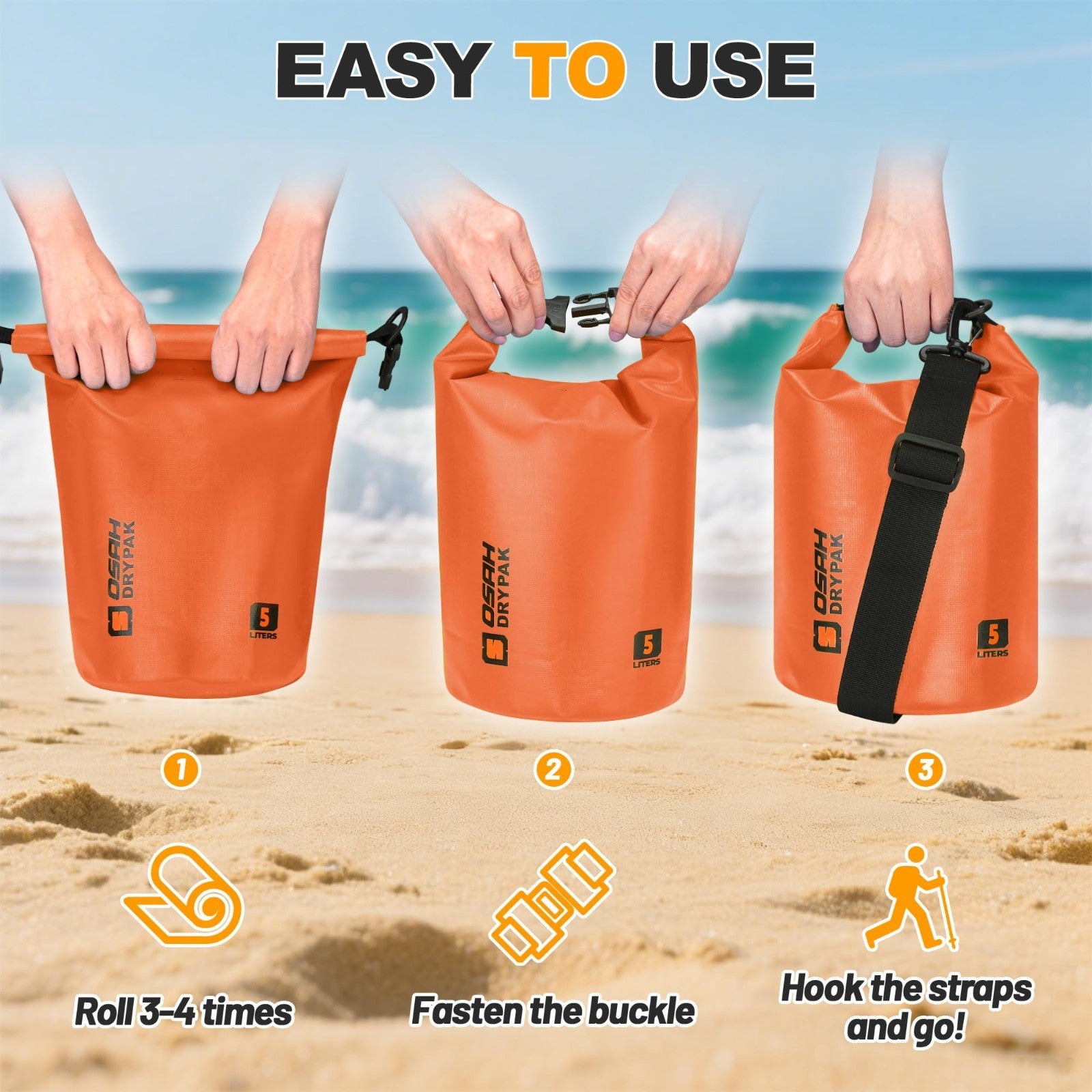 Waterproof Dry Bag 5L-40L Roll Top Lightweight Backpack with Phone Case for Trav5