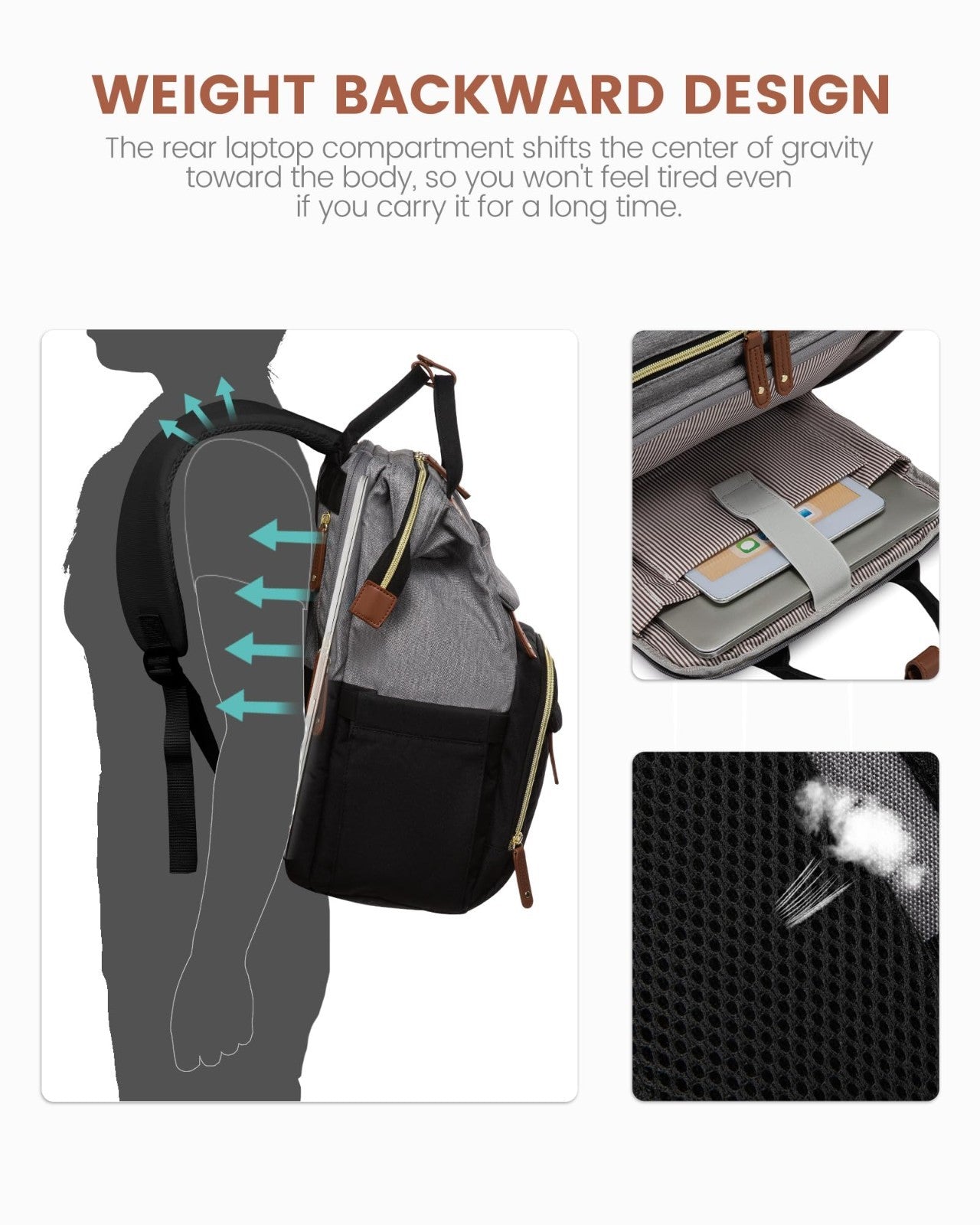 Waterproof 15.6" Laptop Backpack for Women, Travel Work Bag, College Purse, Nurs4