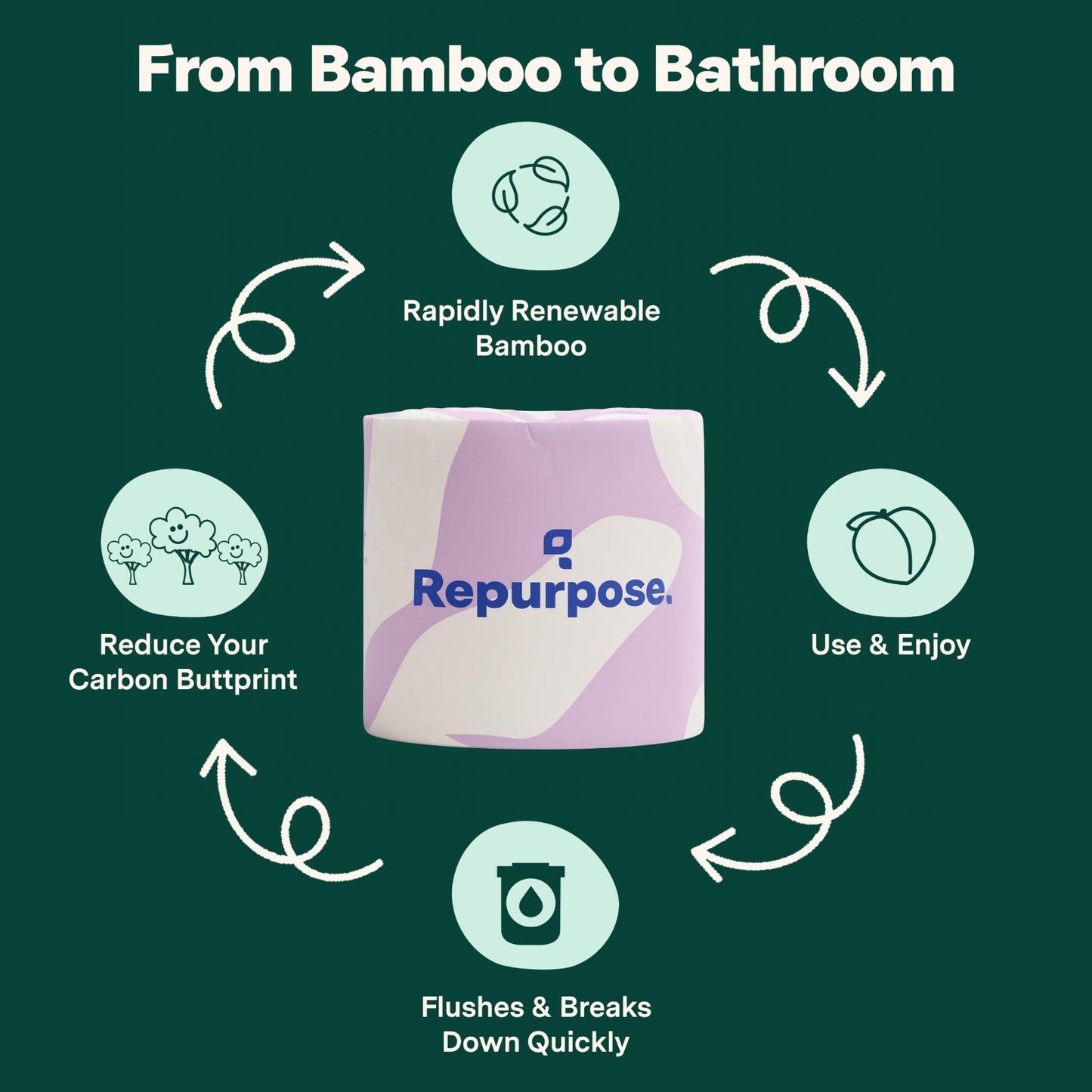 100% Compostable Bamboo Toilet Paper - 12 Rolls, 300 Sheets/Roll, 3-Ply, Eco-Fri5