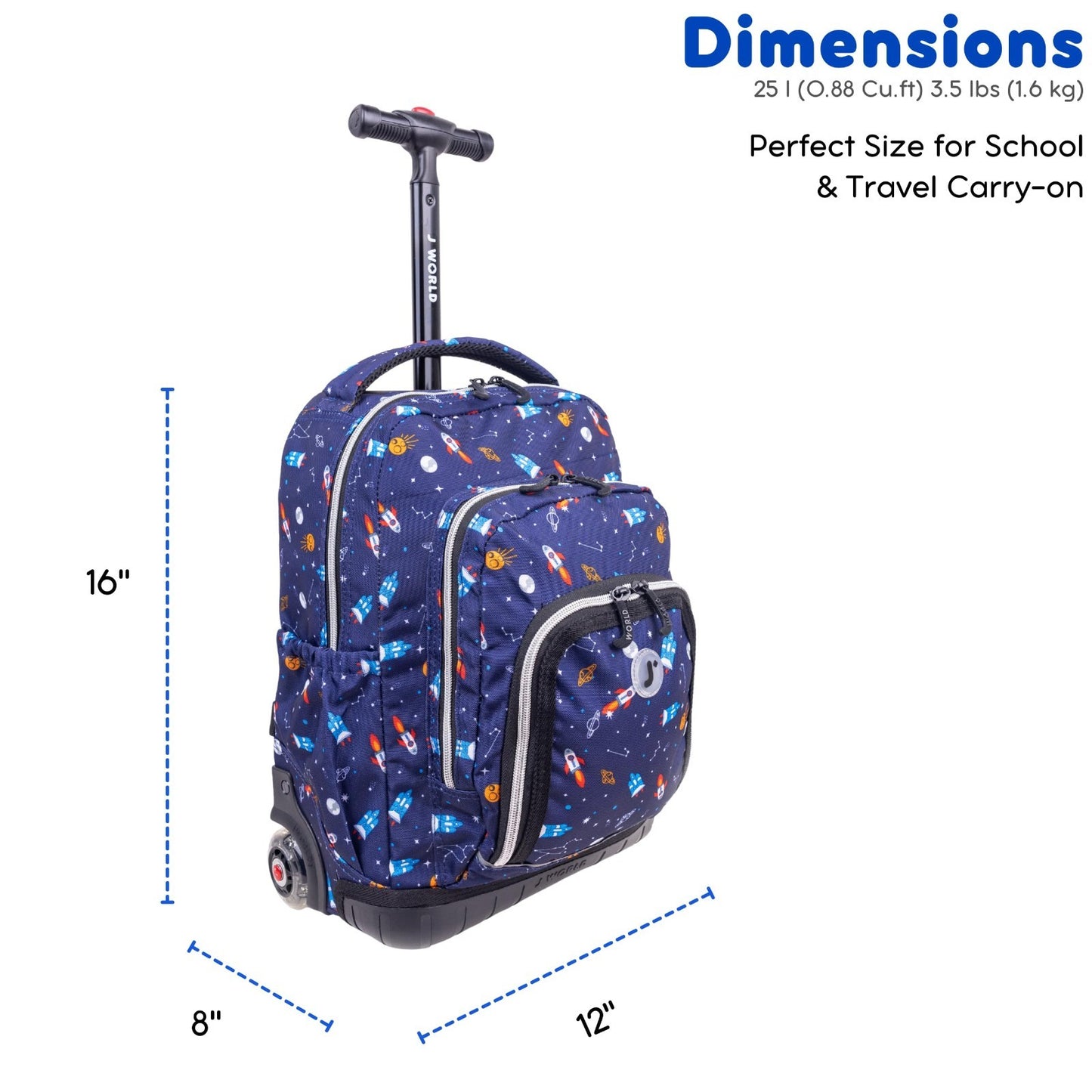 Kids Rolling Backpack & Lunch Bag Set   Elementary School Carry On Suitcase with7