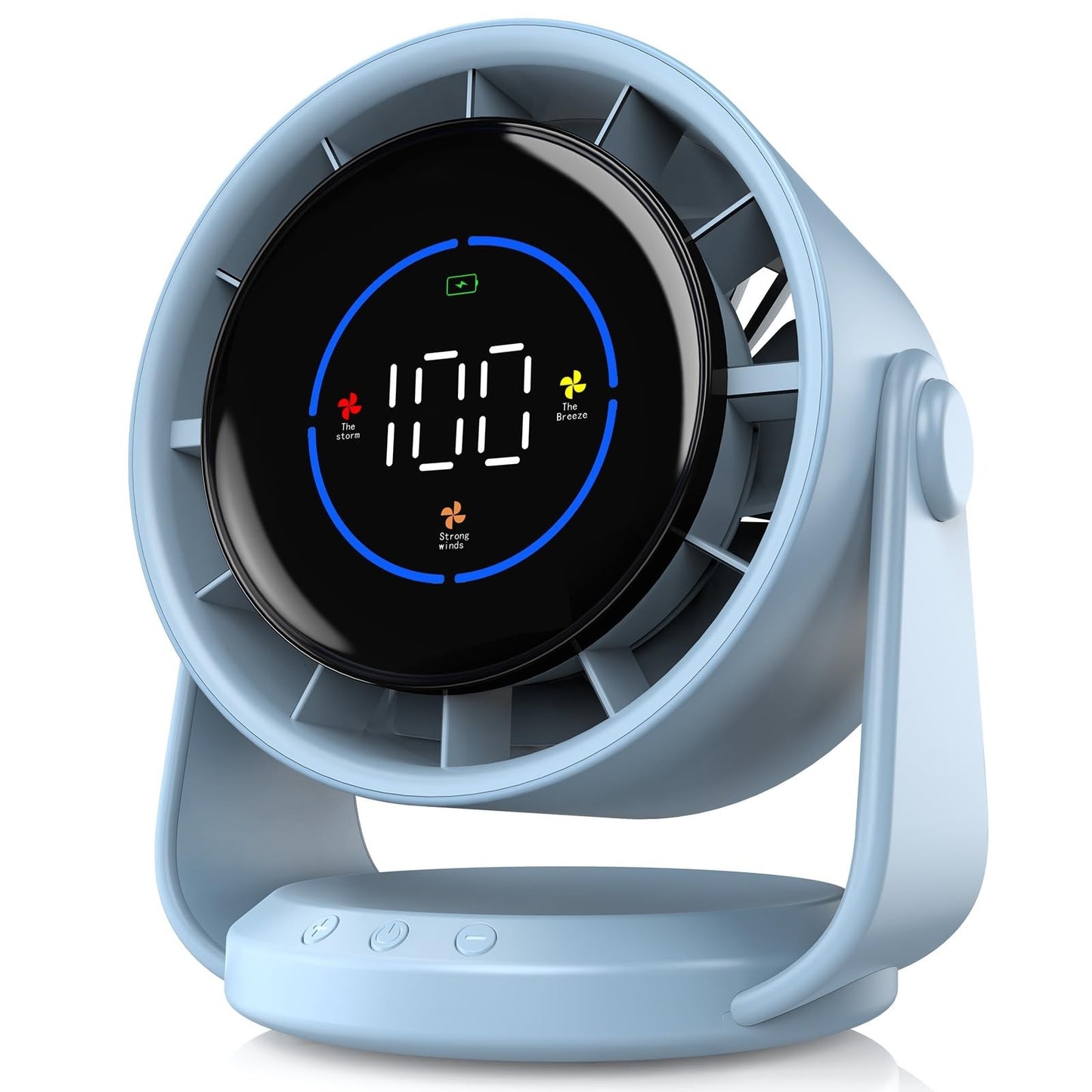 Turbo Table Desk Fan   100 Speed Digital Display, Low Noise, 105° Tilt, Recharge1