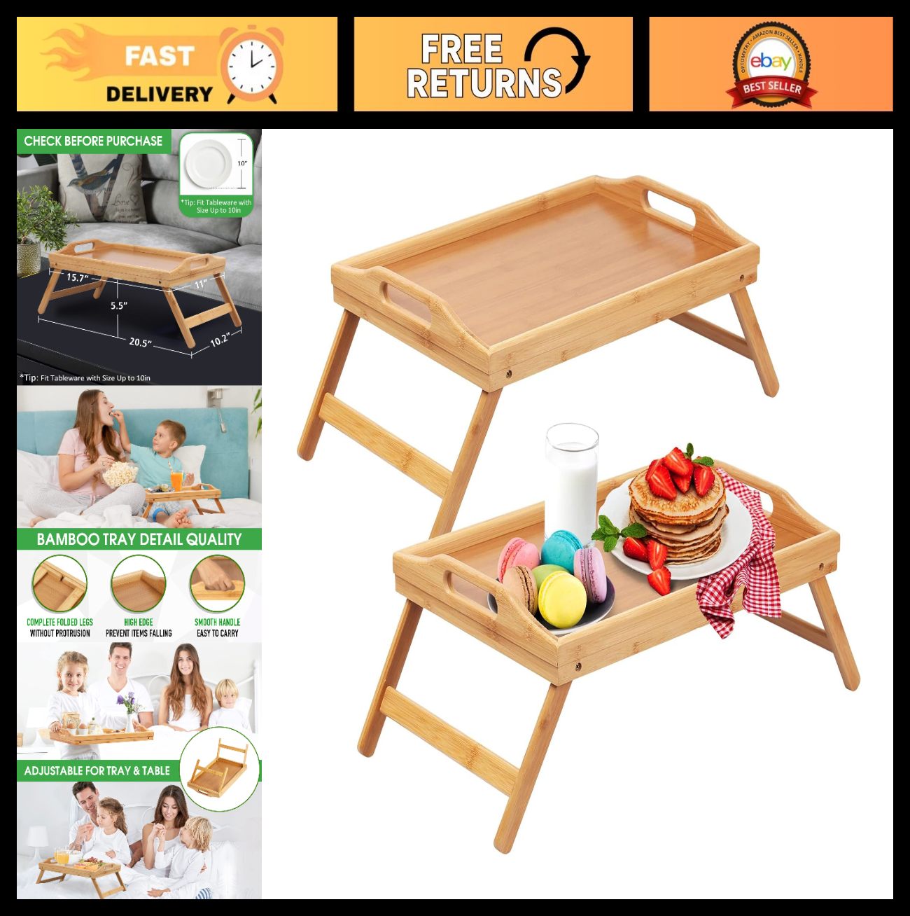 Here’s an optimized eBay title for the product:"Foldable Bamboo Bed Tray Table0