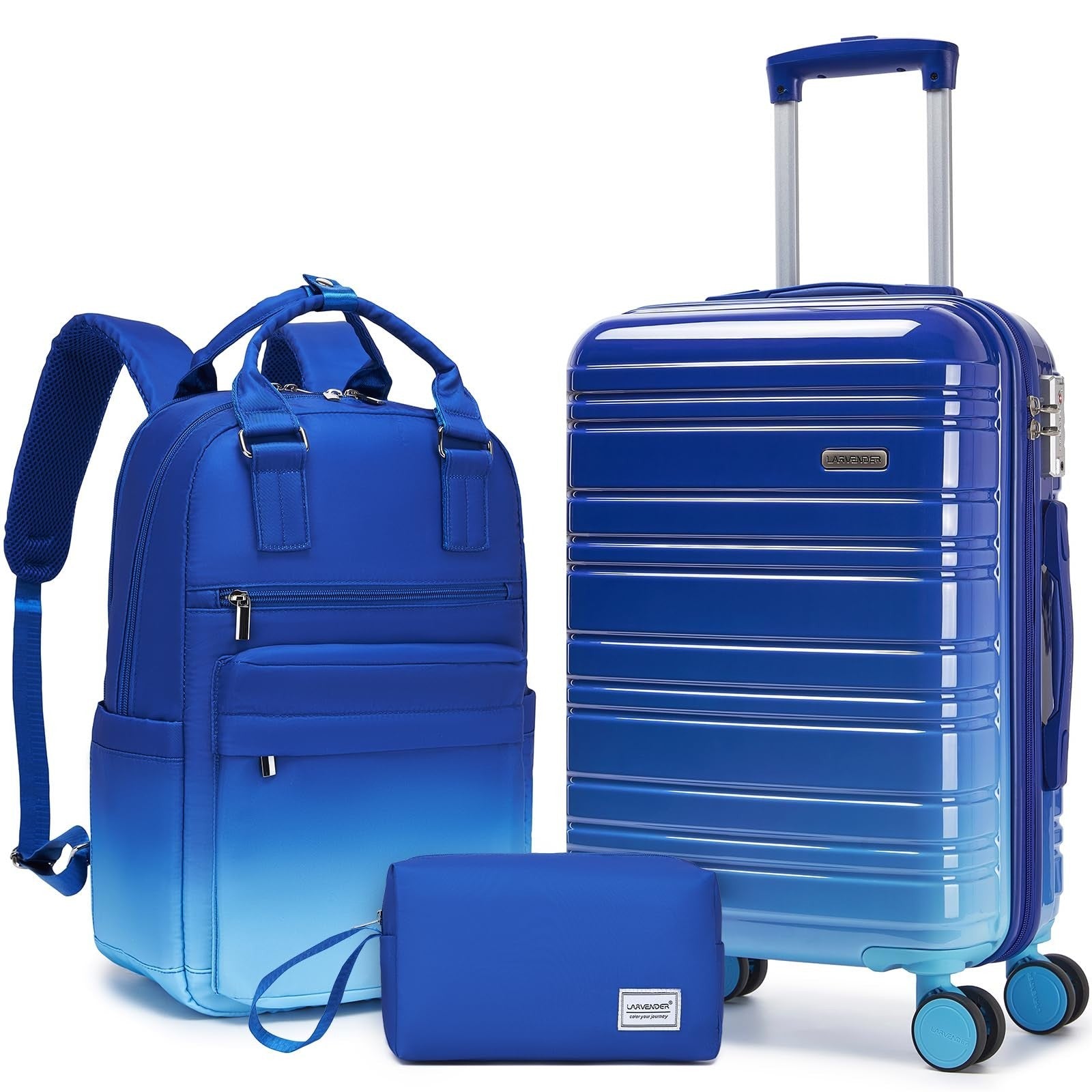 3-Piece Carry-On Luggage Set, 20" Hardshell Suitcases, TSA Lock, 360° Wheels, Ba1