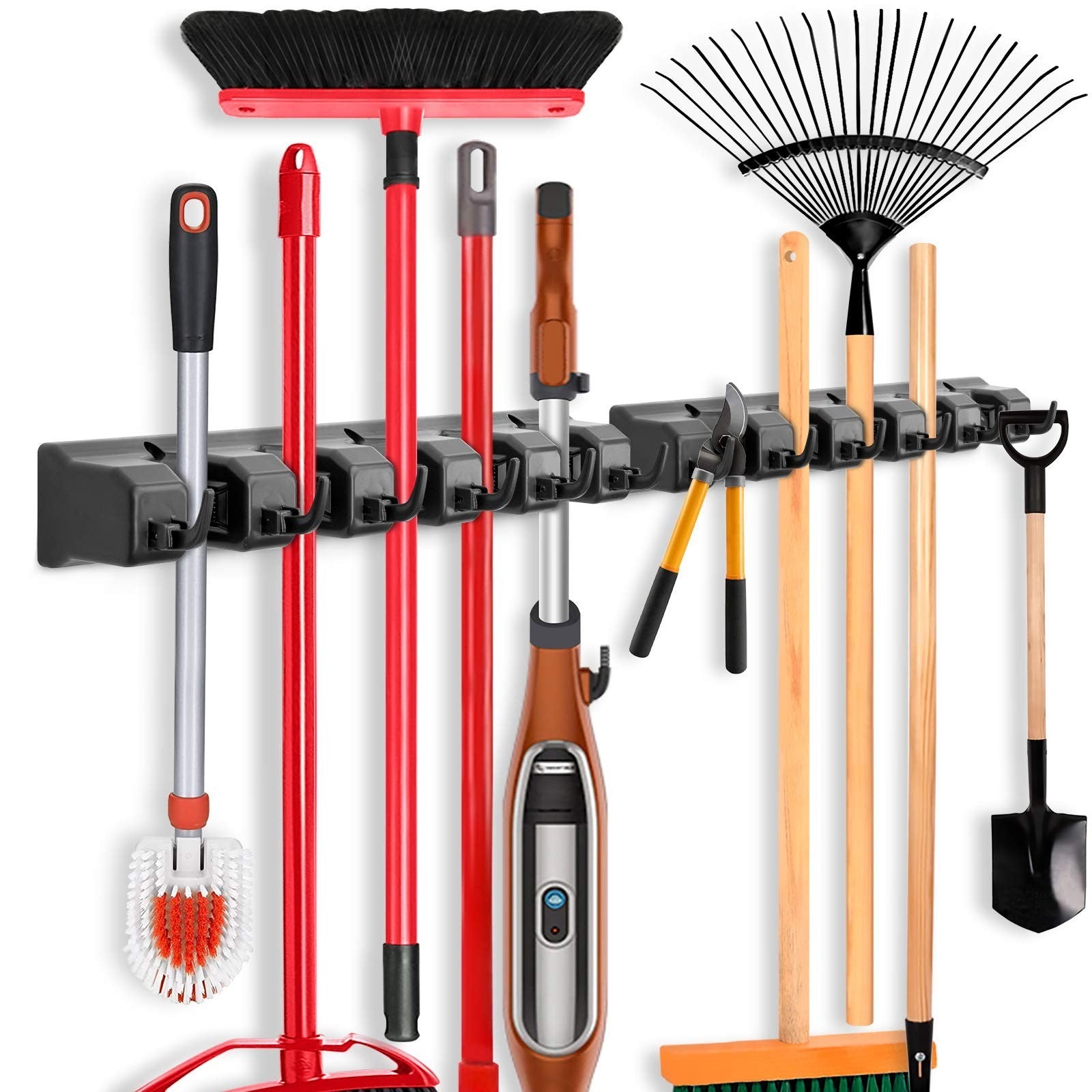2 Pack Wall Mount Mop Broom Holder - Storage Organizer Rack for Cleaning Tools1