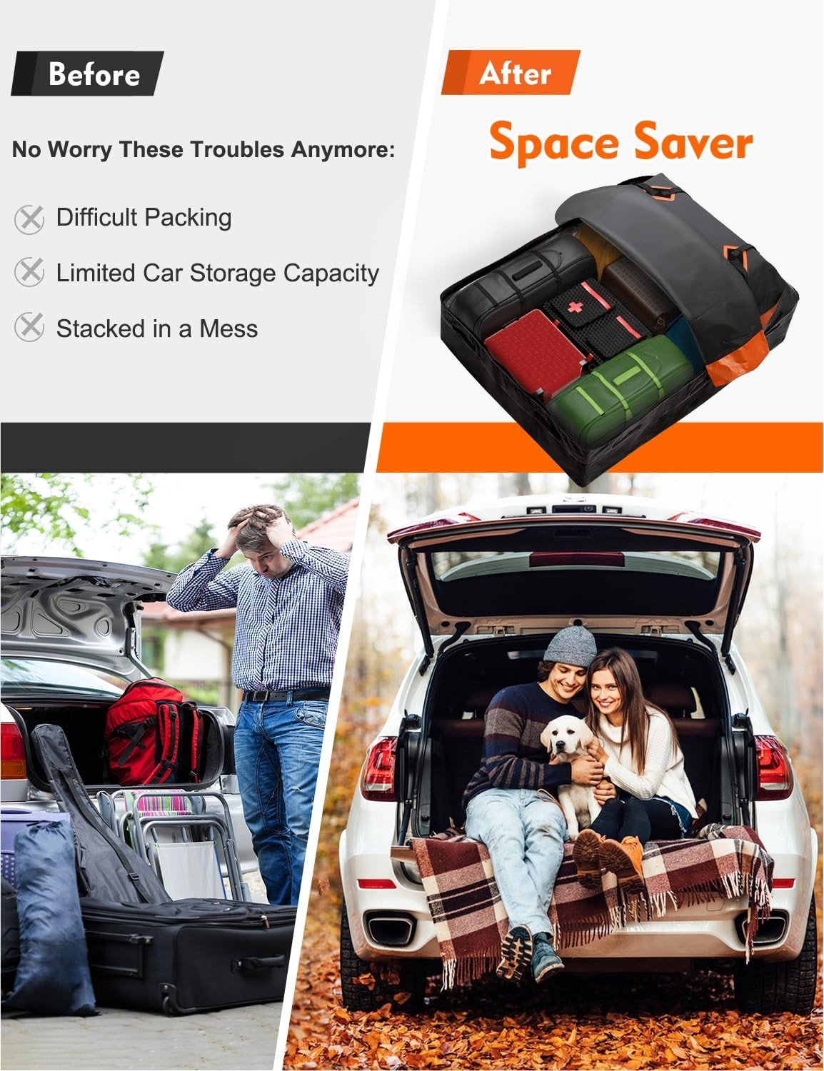 30 Cubic Waterproof Rooftop Cargo Carrier Bag | Soft Roof Storage with Anti-Slip6