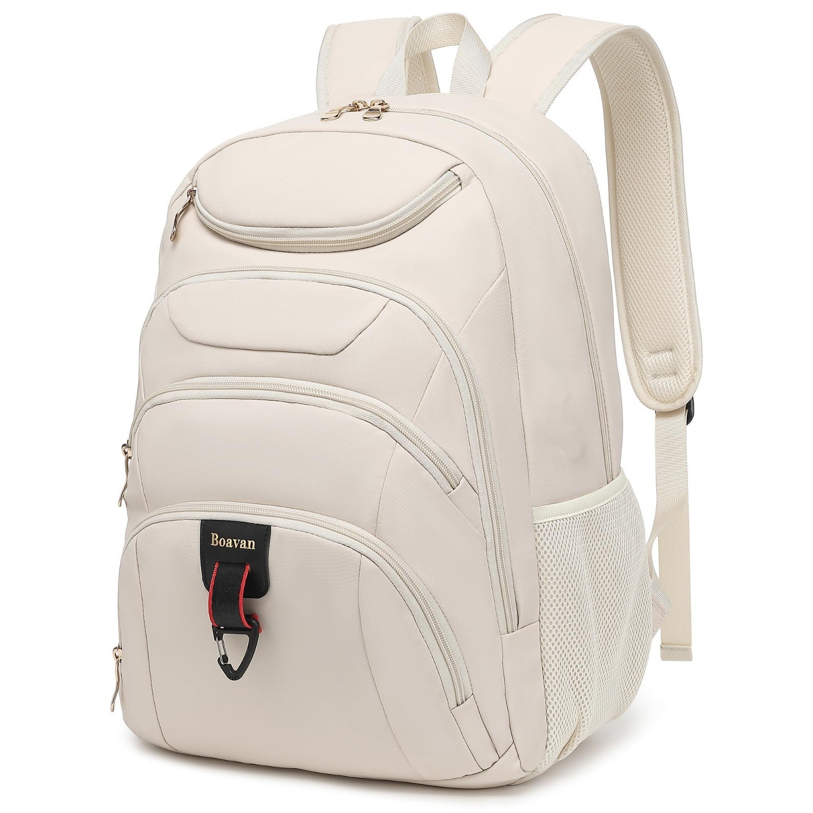 Stylish 15.6" Laptop Backpack for Women, USB Port, Waterproof, Anti Theft, Cream1