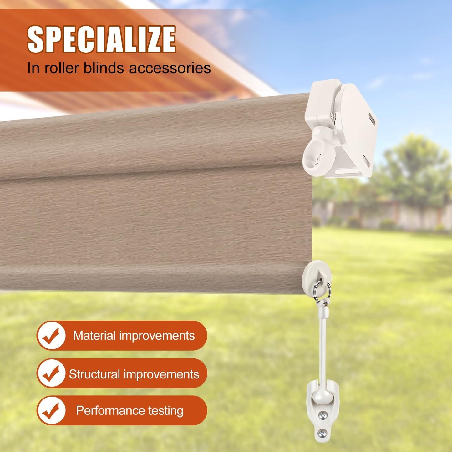 Cordless Crank Kit for Roller Blinds, Outdoor Shade Mounting Bracket, Sun Shade3