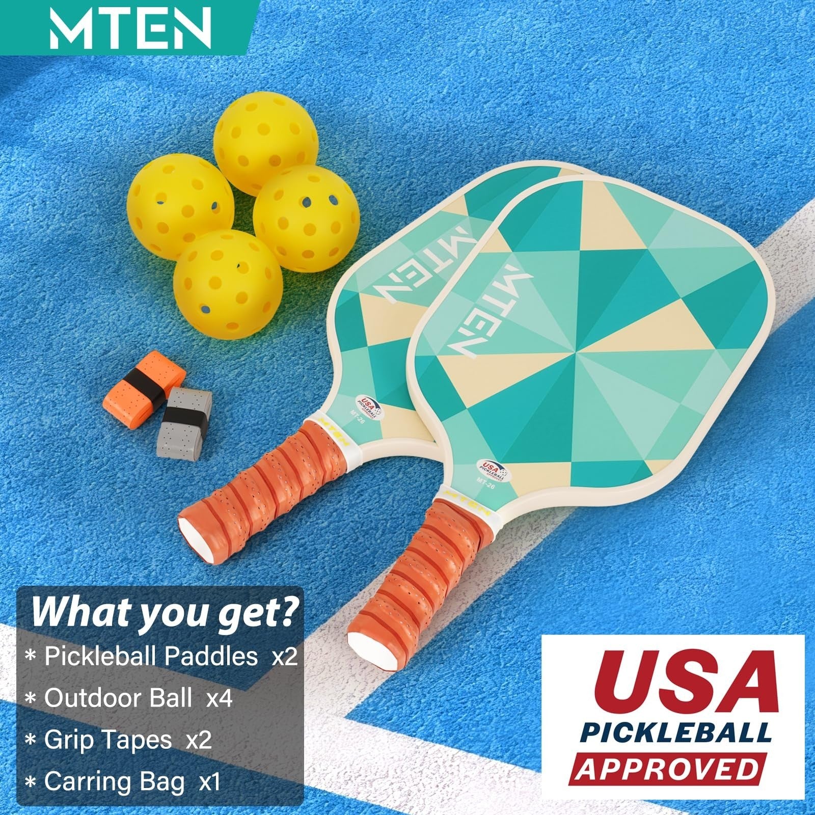 Pickleball Paddle Set of 2/4/1 - USAPA Approved Fiberglass Rackets, Lightweight5