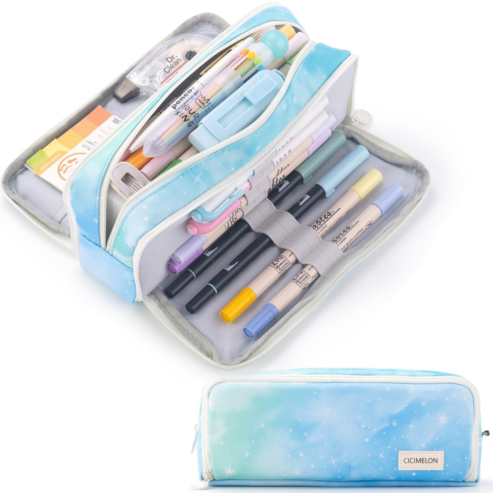 Large Capacity 3 Compartment Pencil Case Pouch Bag for School, Teens & Adults1