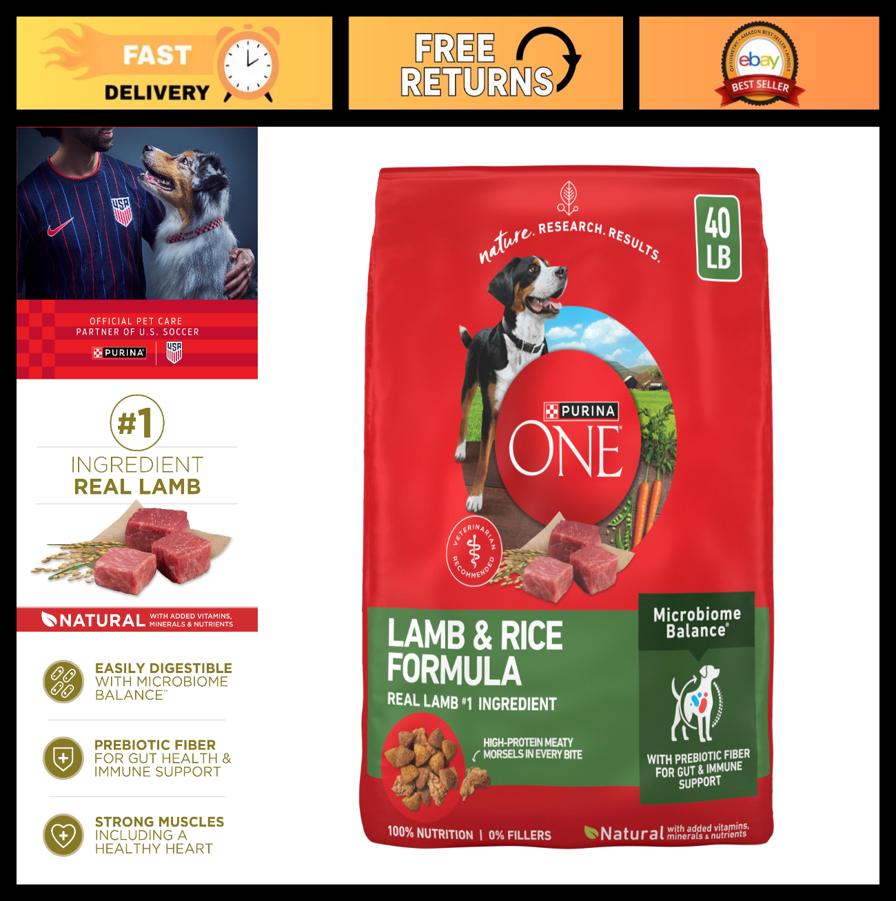 Premium Lamb & Rice Dry Dog Food, 40 lb Bag   Healthy Nutrition for All Breeds0