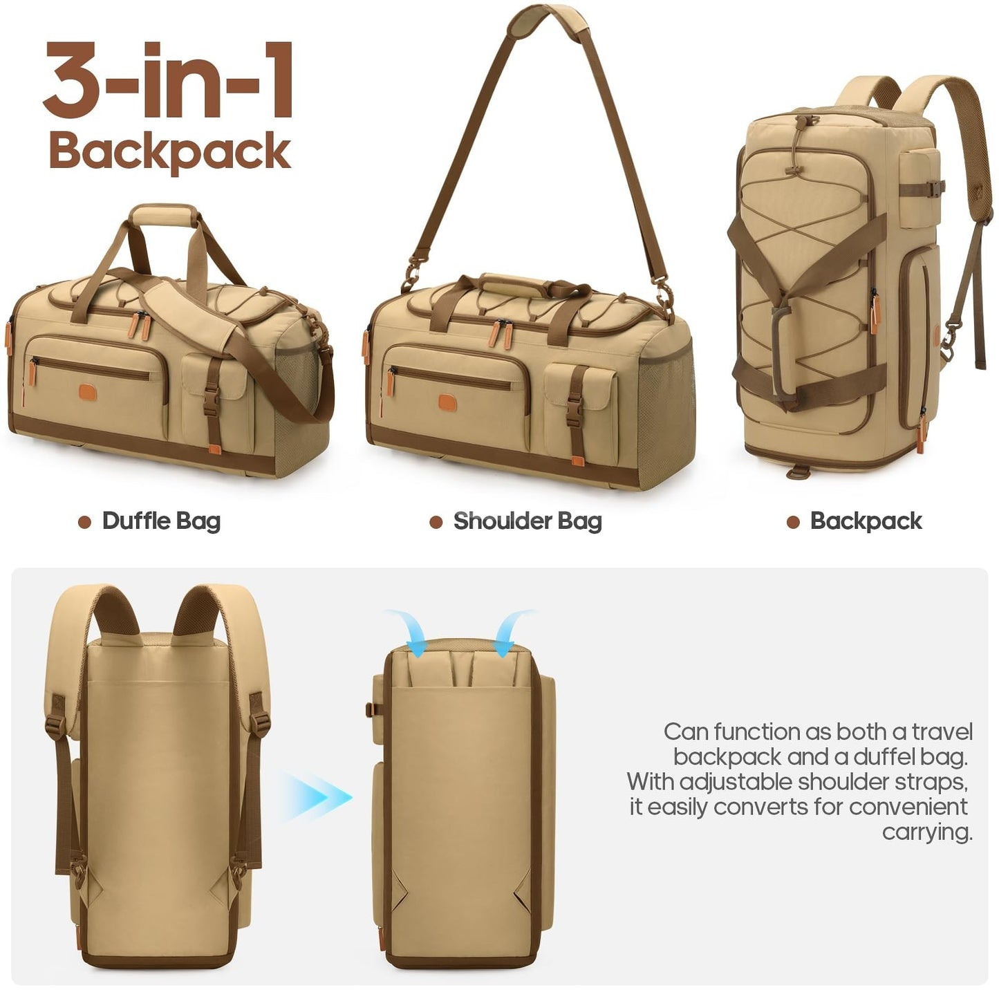 Versatile 3-in-1 Gym Bag with Shoe & Laptop Compartment | Anti-Theft Duffle Back2