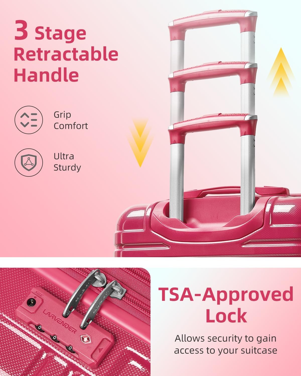 Expandable 6-Piece Luggage Set - Lightweight Hardshell Suitcases with TSA Lock,3