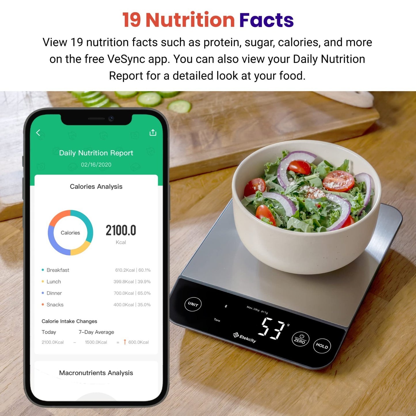 22lb Food Nutrition Scale   Smart Calorie Calculator, Waterproof Kitchen Scale2