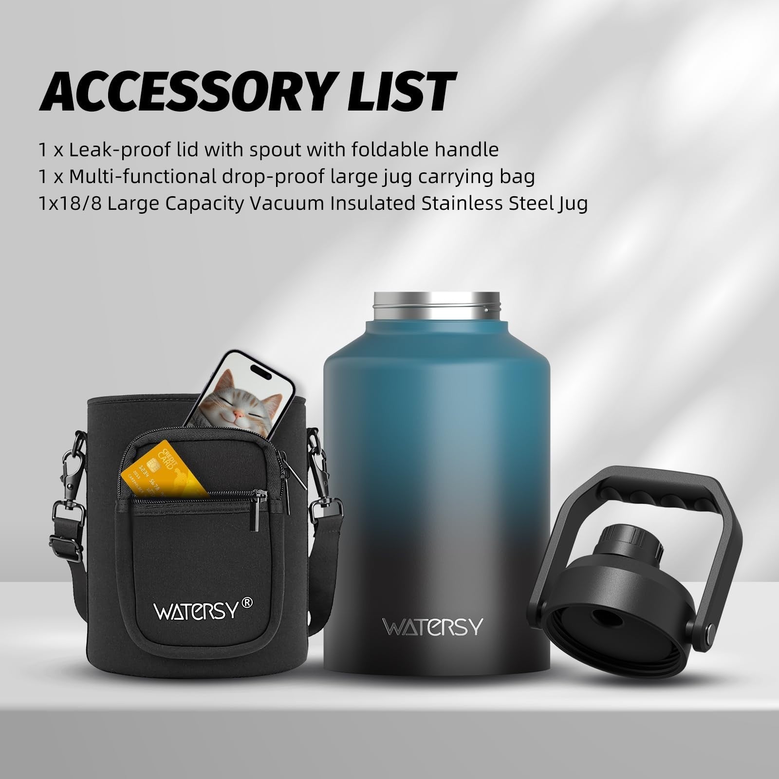 128oz Insulated Water Bottle - BPA Free, Leak Proof, Cold for 48 Hrs, Large Jug5