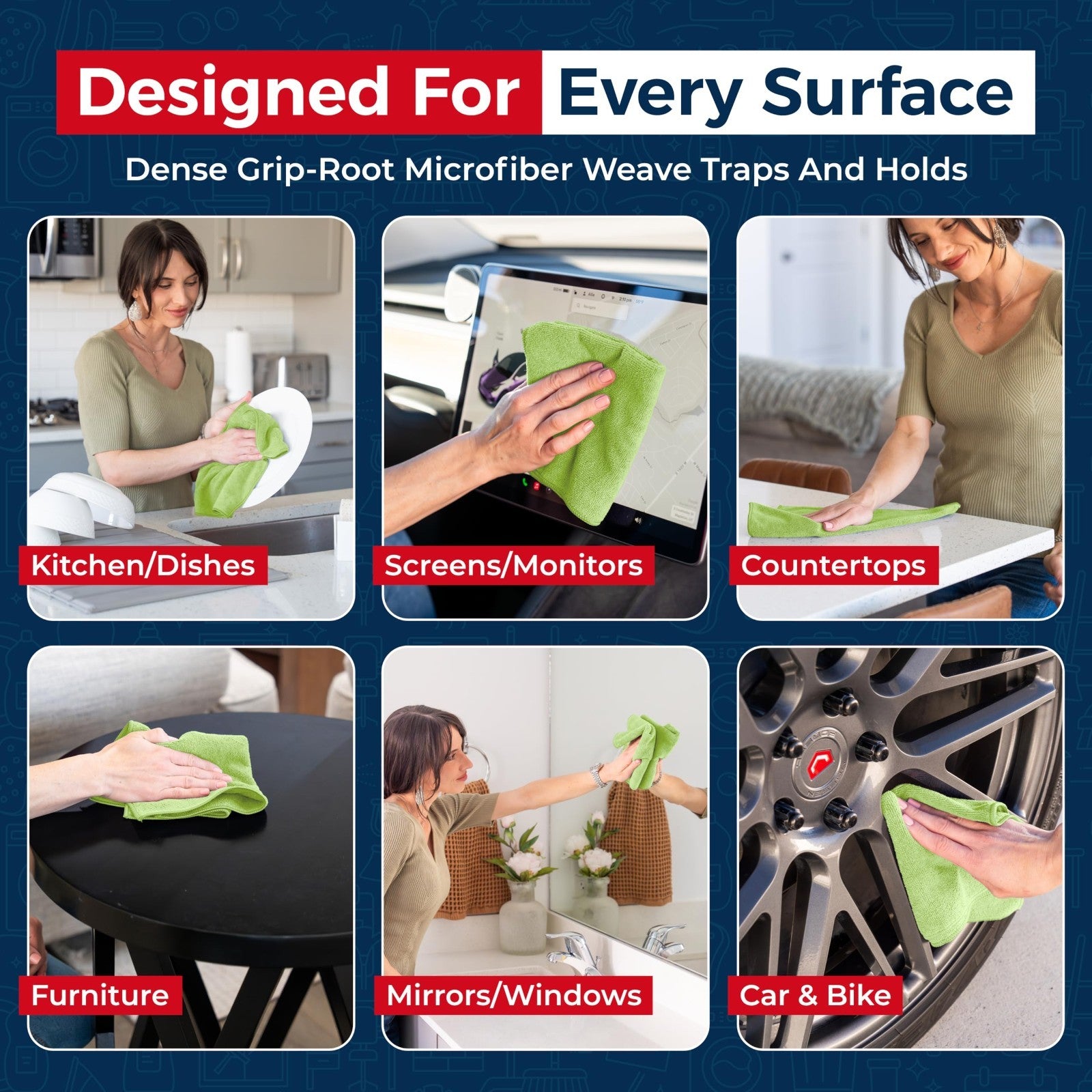 Ultra Absorbent Microfiber Cleaning Cloths   12 Pack, 12.5"x12.5", Streak Free S3