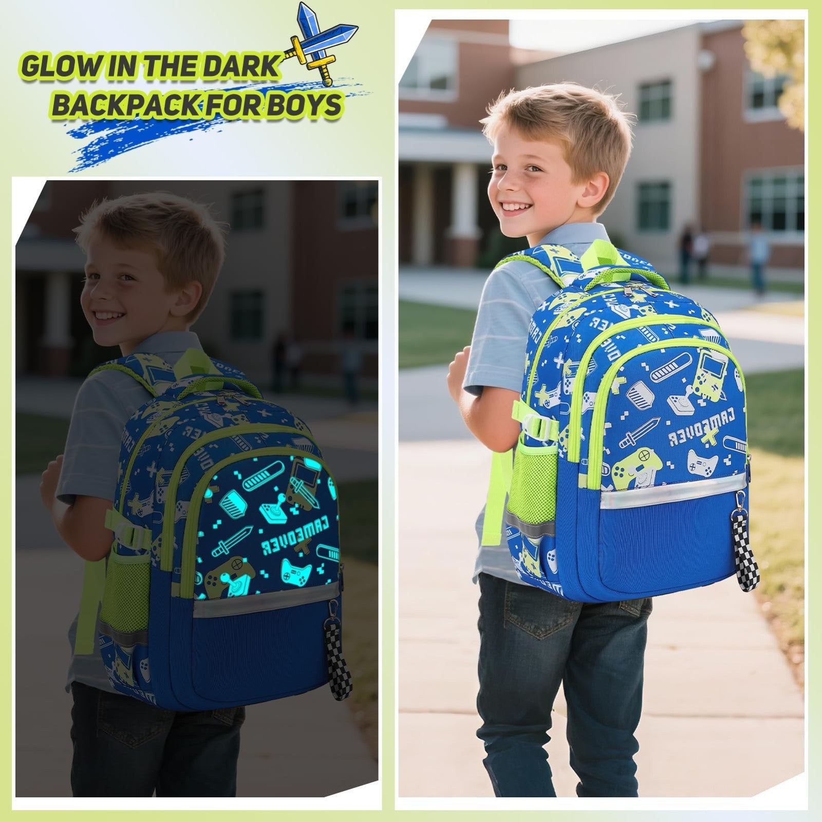 Luminous Boys Backpack Set   3PCS with Lunch Box & Pencil Case, School Bag6