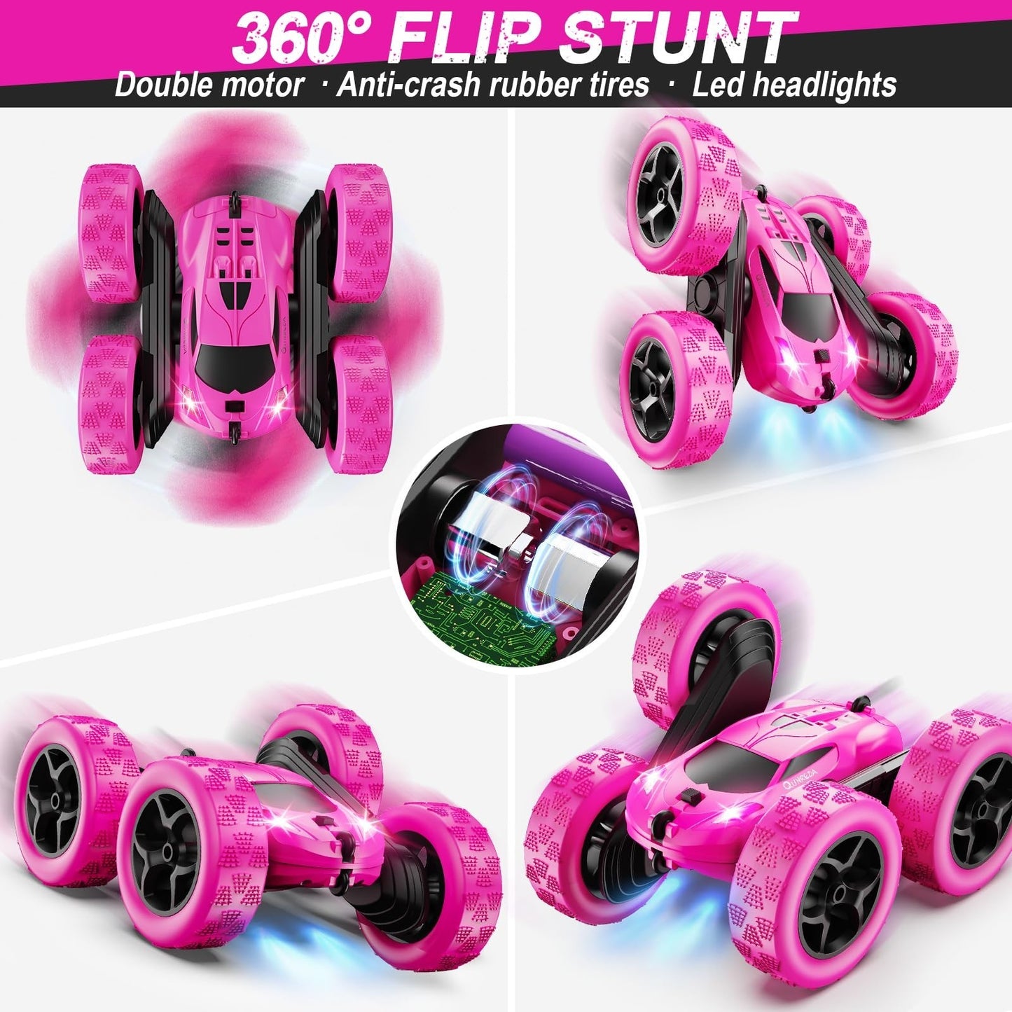 Remote Control Stunt Car for Girls, 2.4GHz Double Sided 360° Crawler Toy   Birth3