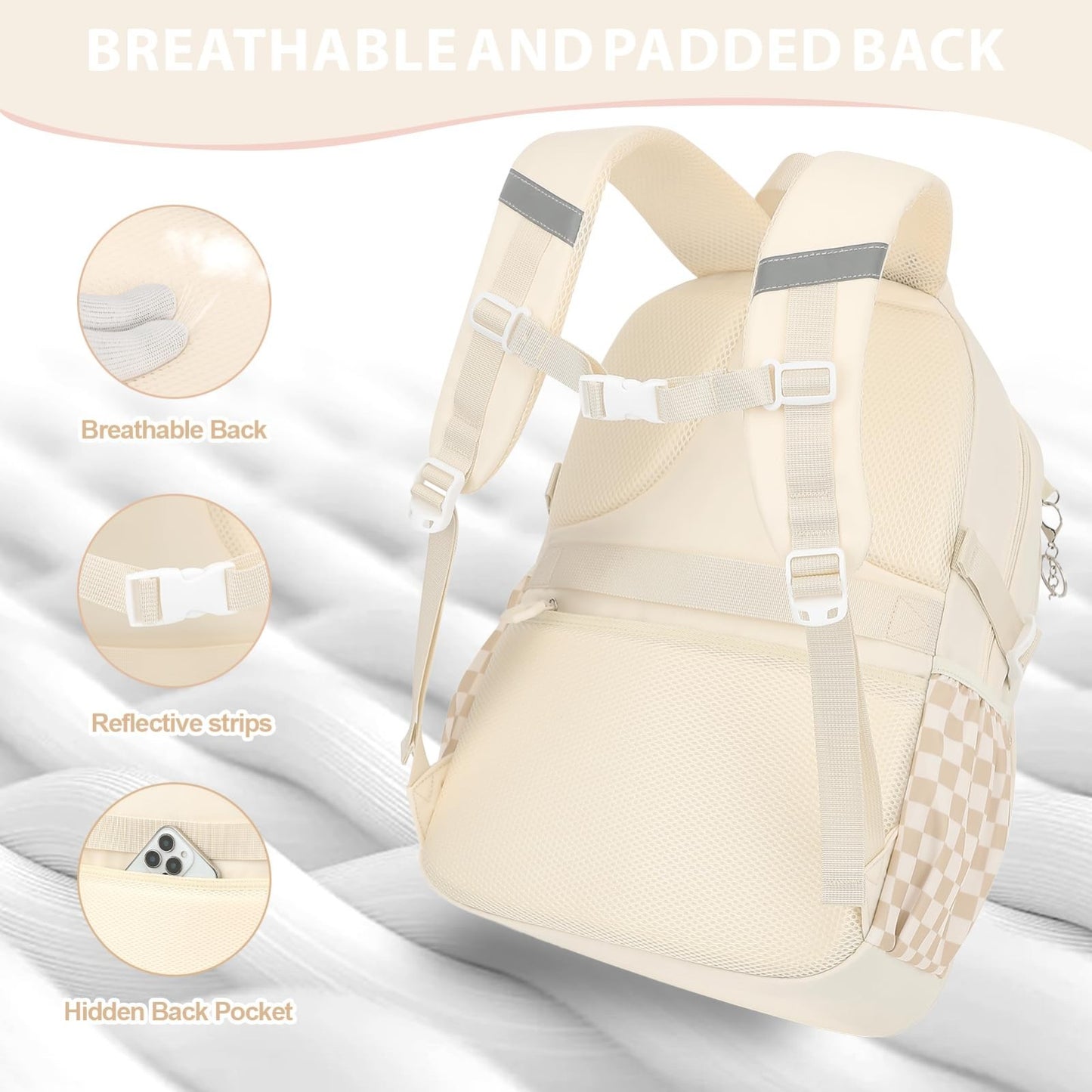 Girls Bow Backpack Set   3PCS with Lunch Bag & Pencil Case, Cute School Bag5