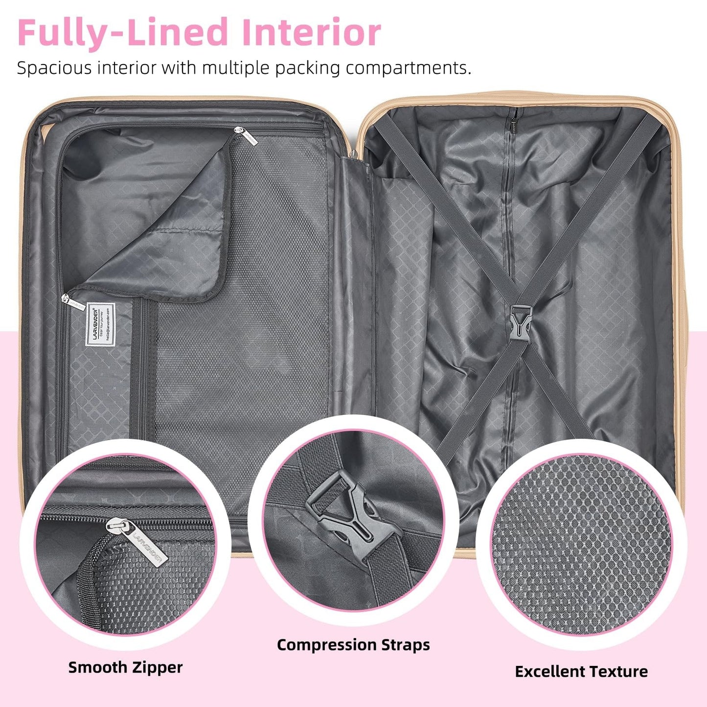 Expandable Carry-On Luggage 22x14x9, Lightweight ABS Hardshell, TSA Lock, 360° S4